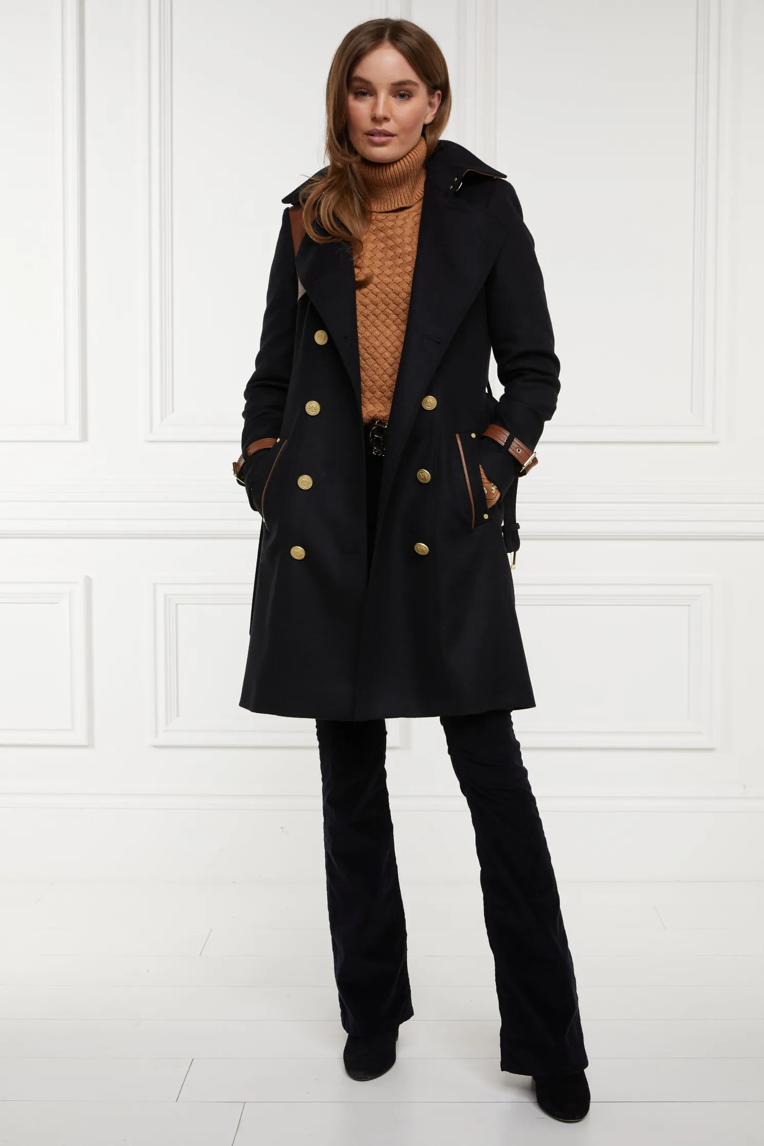 Marlborough Trench Coat (Soft Black Tan)