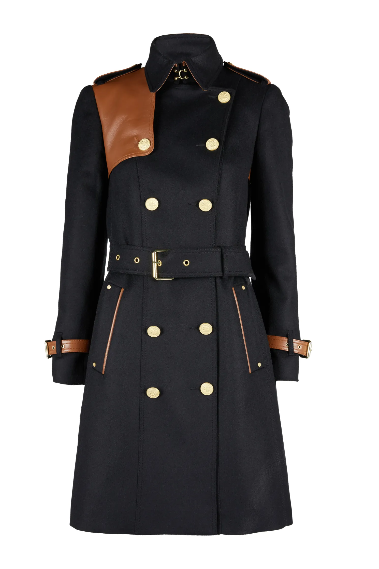 Marlborough Trench Coat (Soft Black Tan)