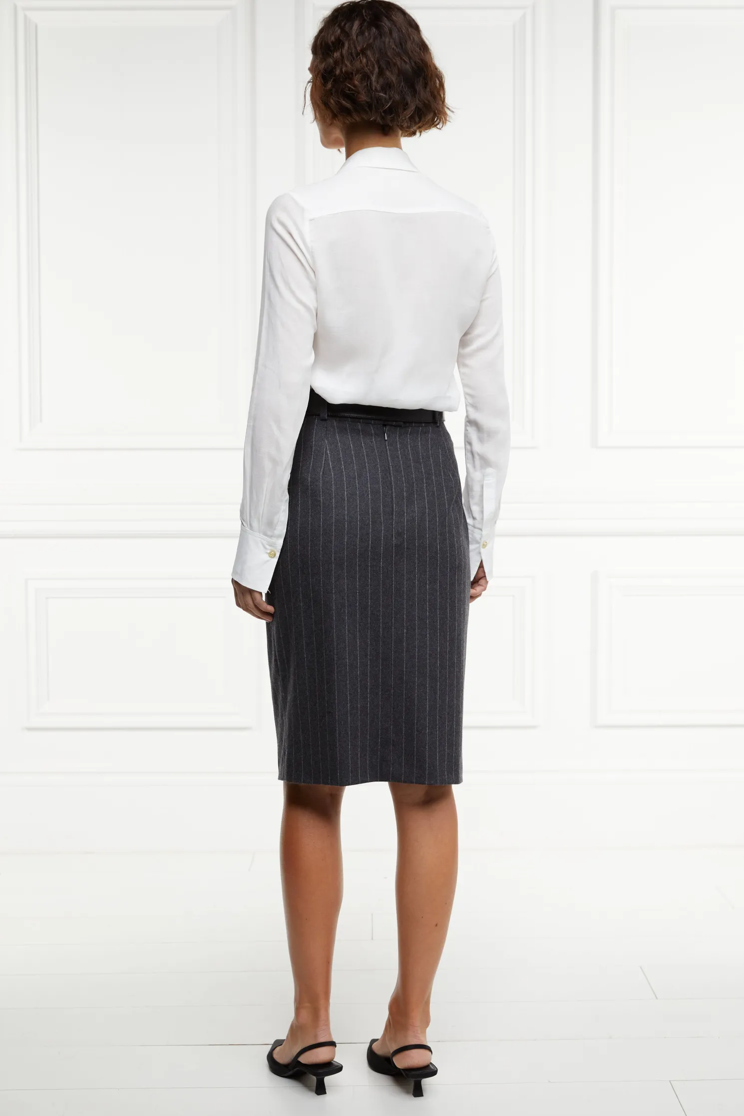 Mayfair Pencil Skirt (Charcoal Pinstripe)