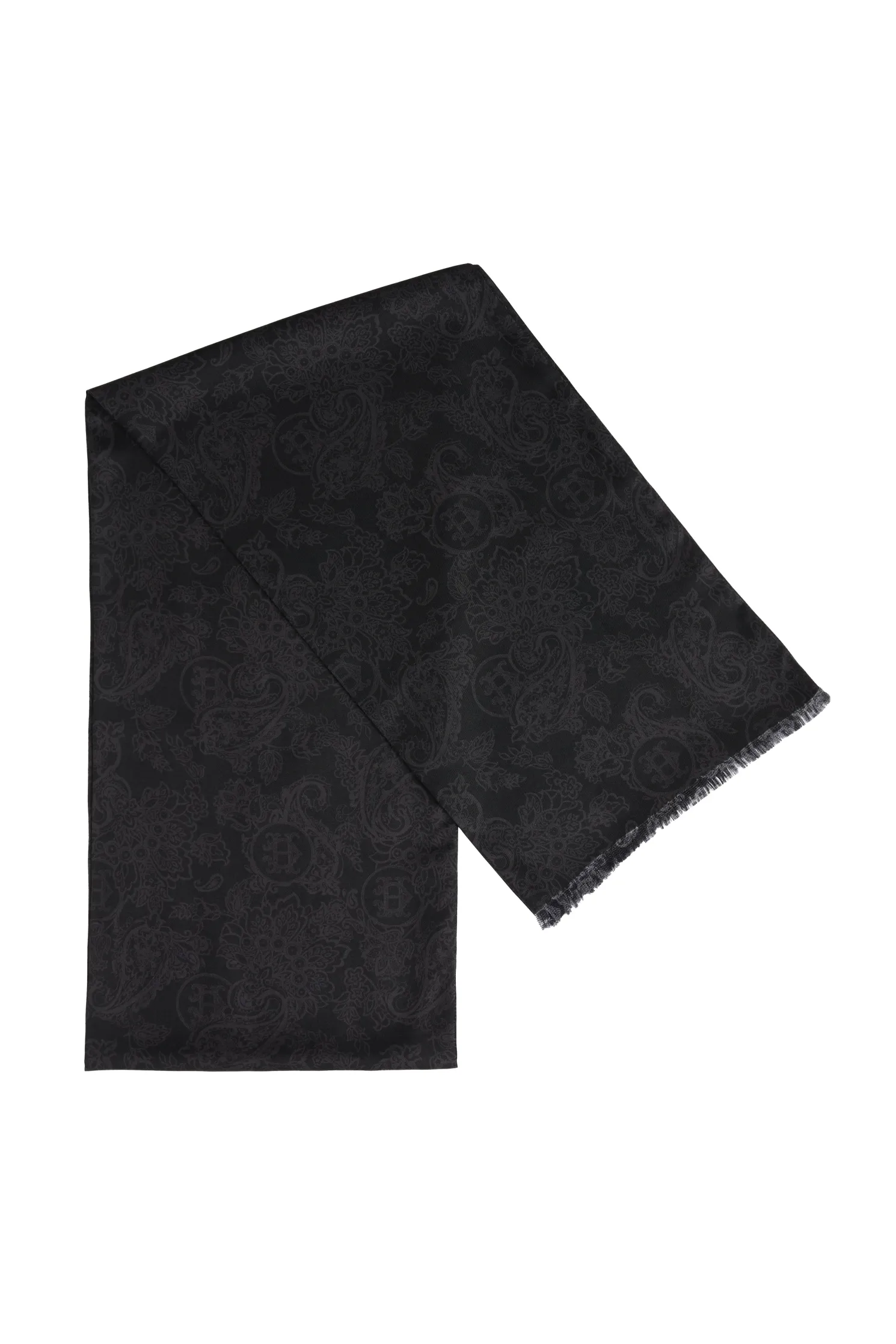 Men's Silk Scarf (Black Charcoal Paisley)