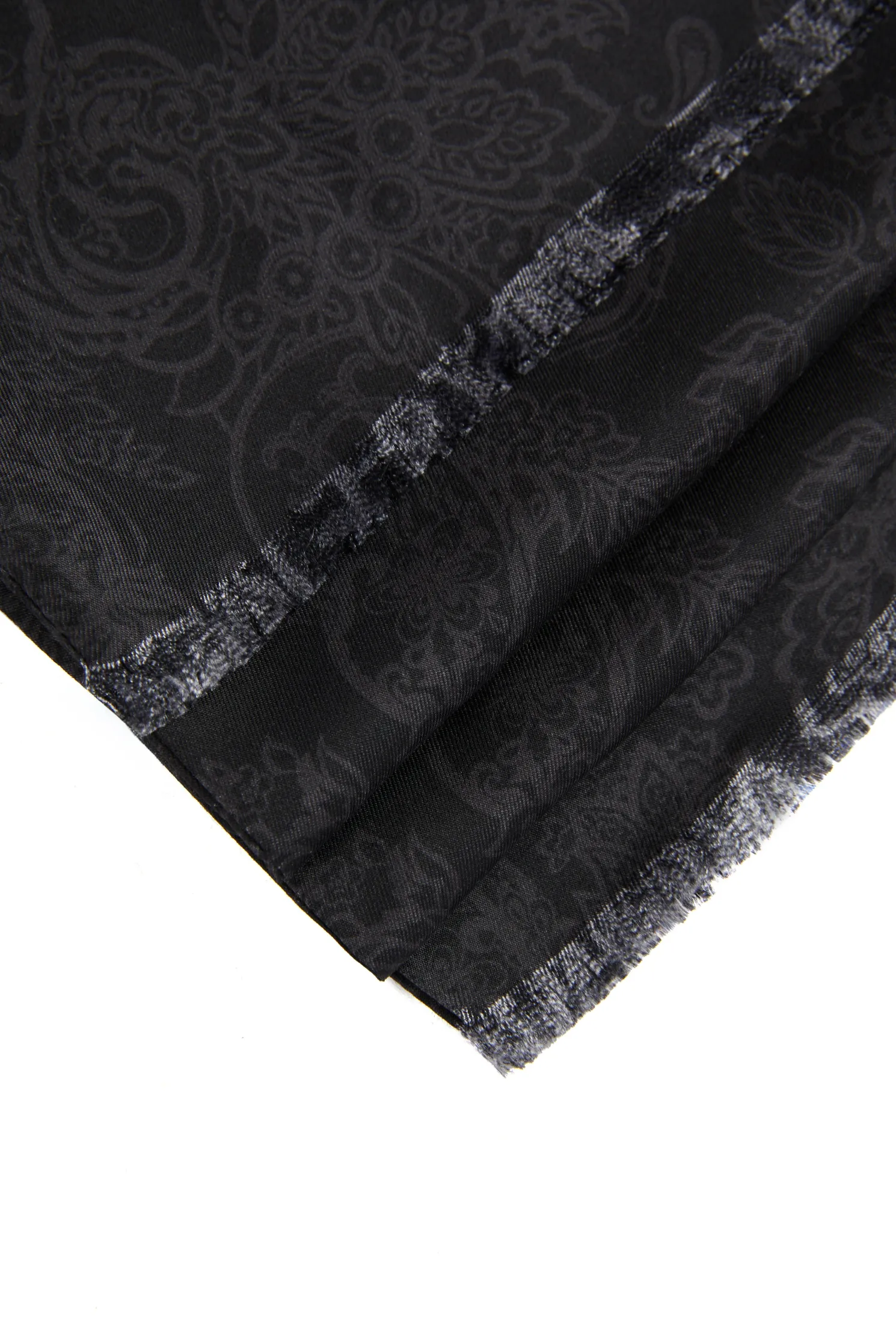 Men's Silk Scarf (Black Charcoal Paisley)