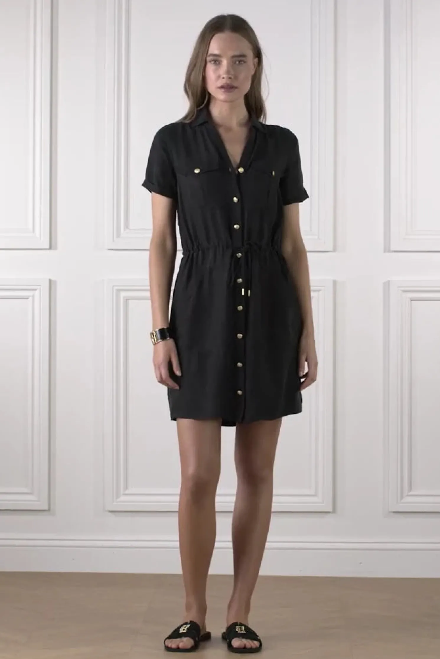 Military Shirt Dress (Black)