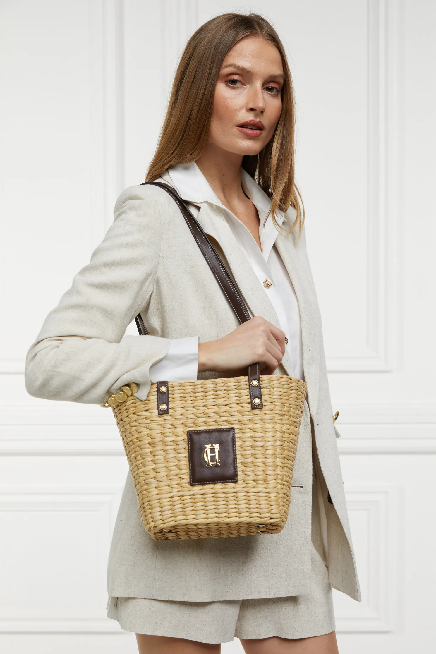 Mini Paloma Straw Tote (Chocolate)