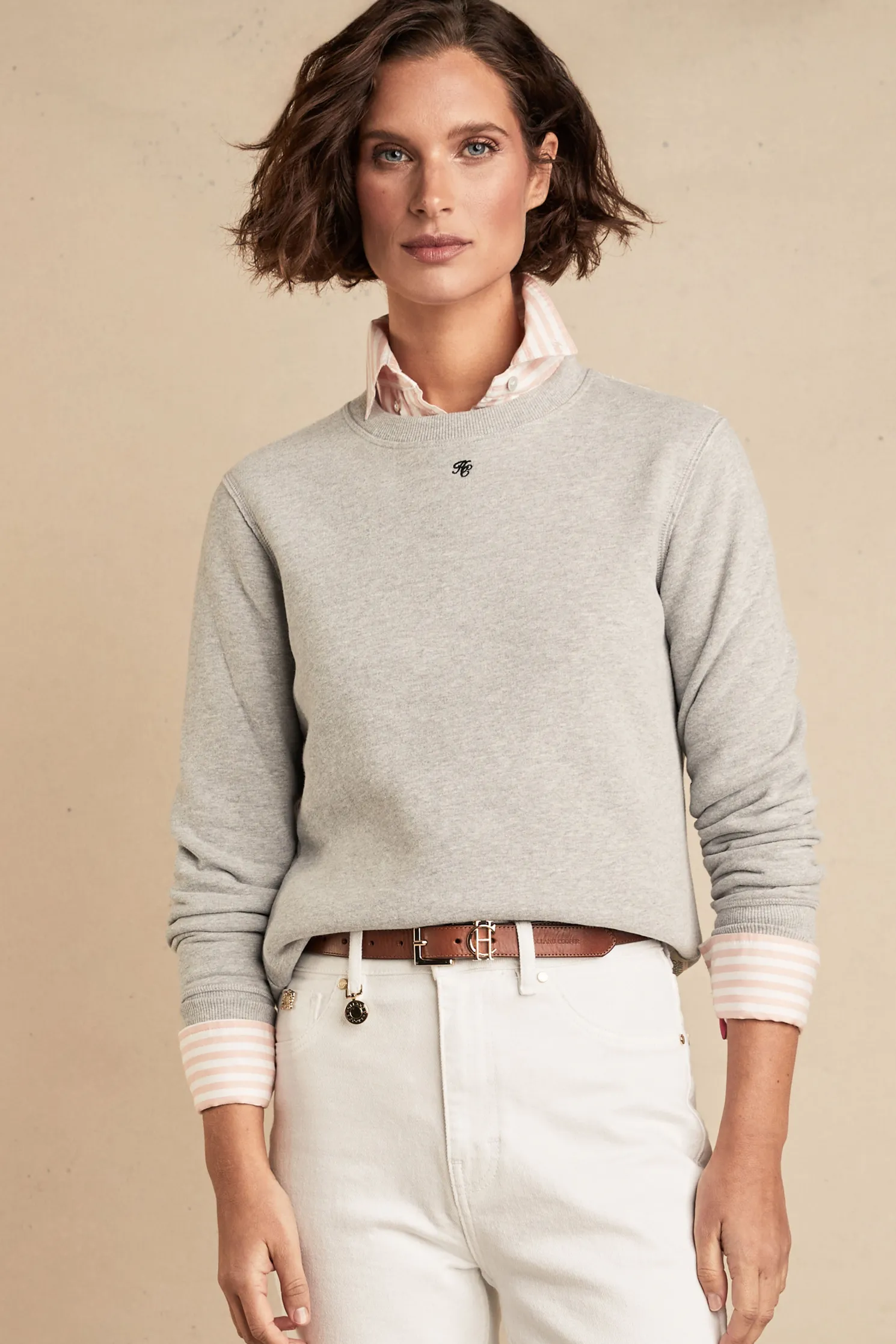 Monogram Crew Neck Sweat (Grit Marl)