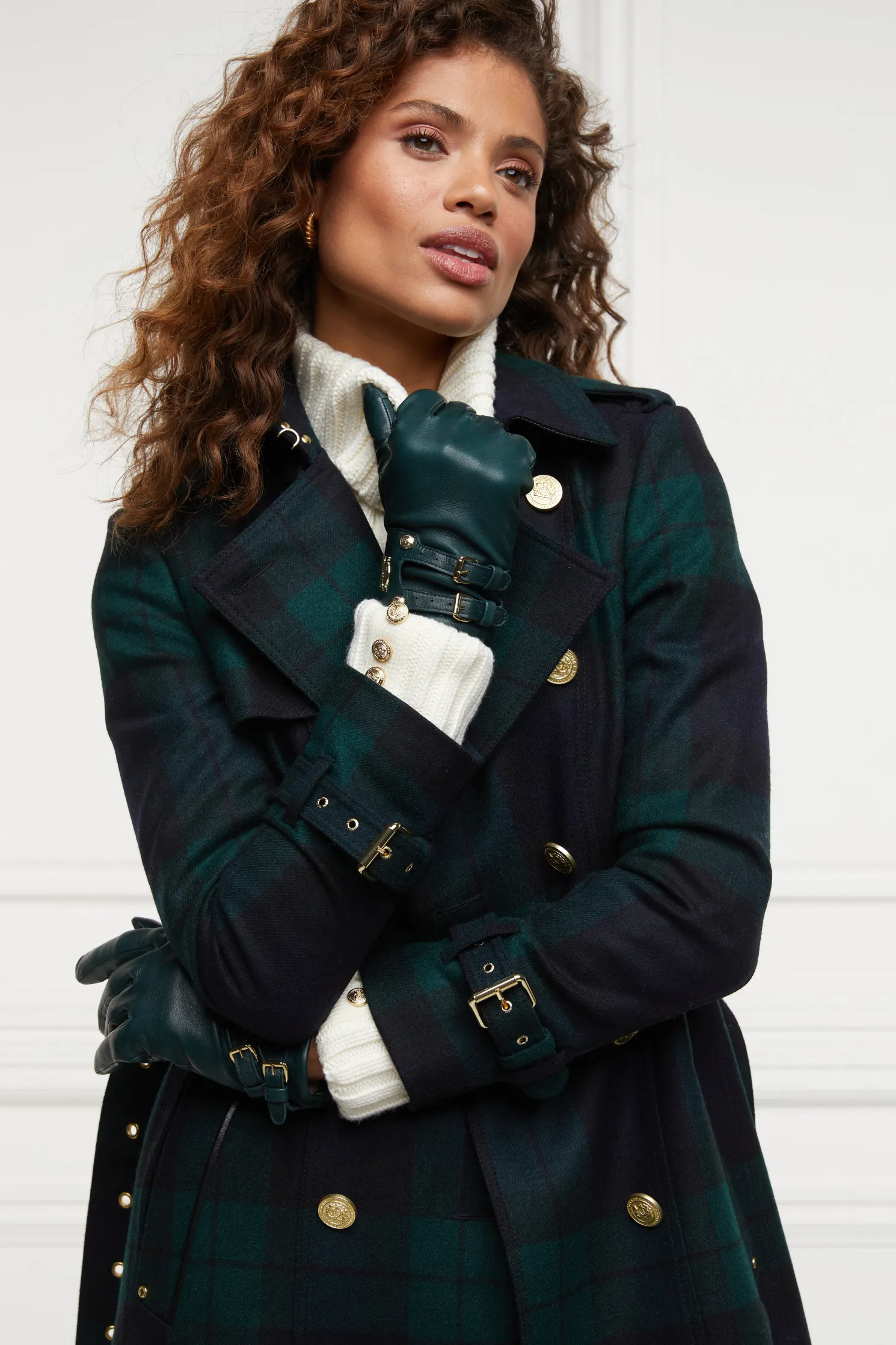 Monogram Leather Gloves (Racing Green)