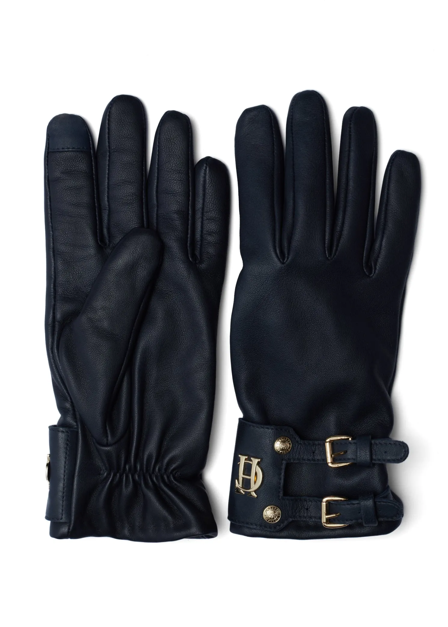 Monogram Leather Gloves (Ink Navy)