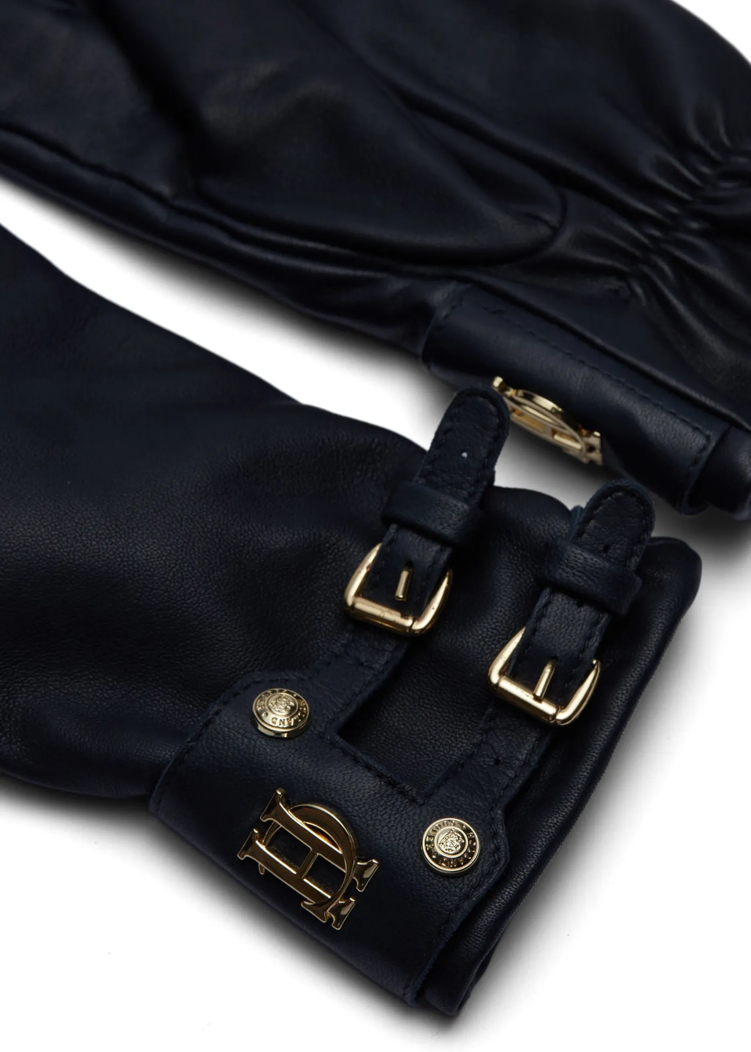 Monogram Leather Gloves (Ink Navy)
