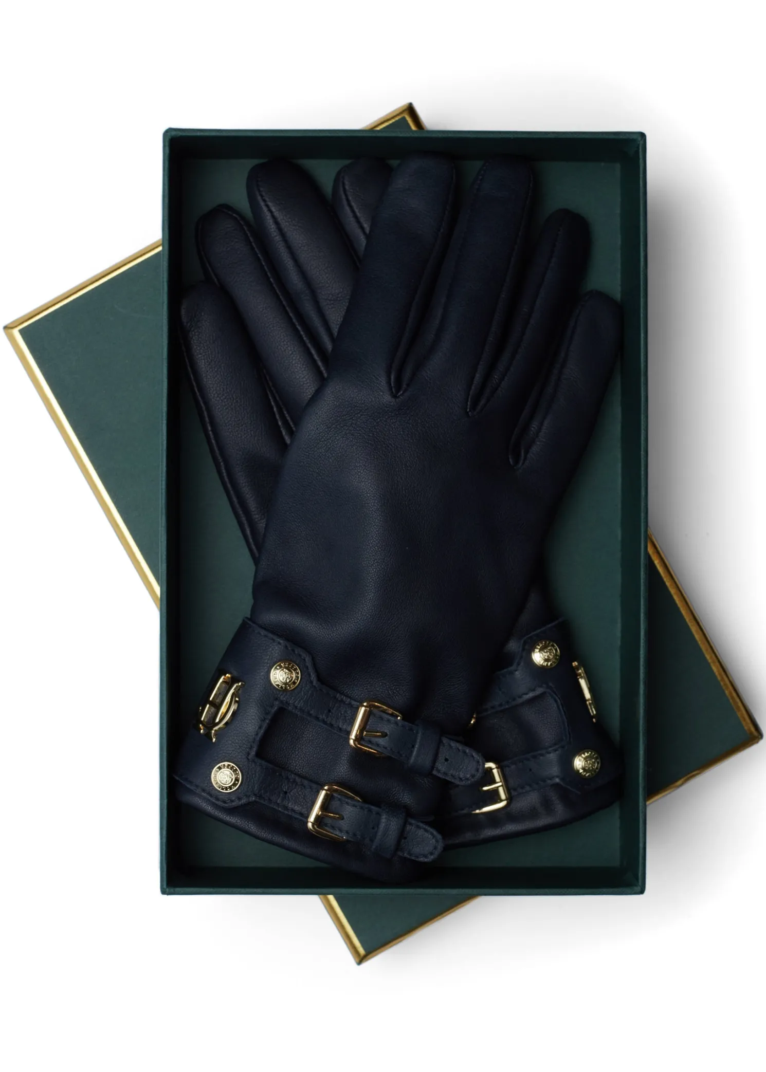 Monogram Leather Gloves (Ink Navy)