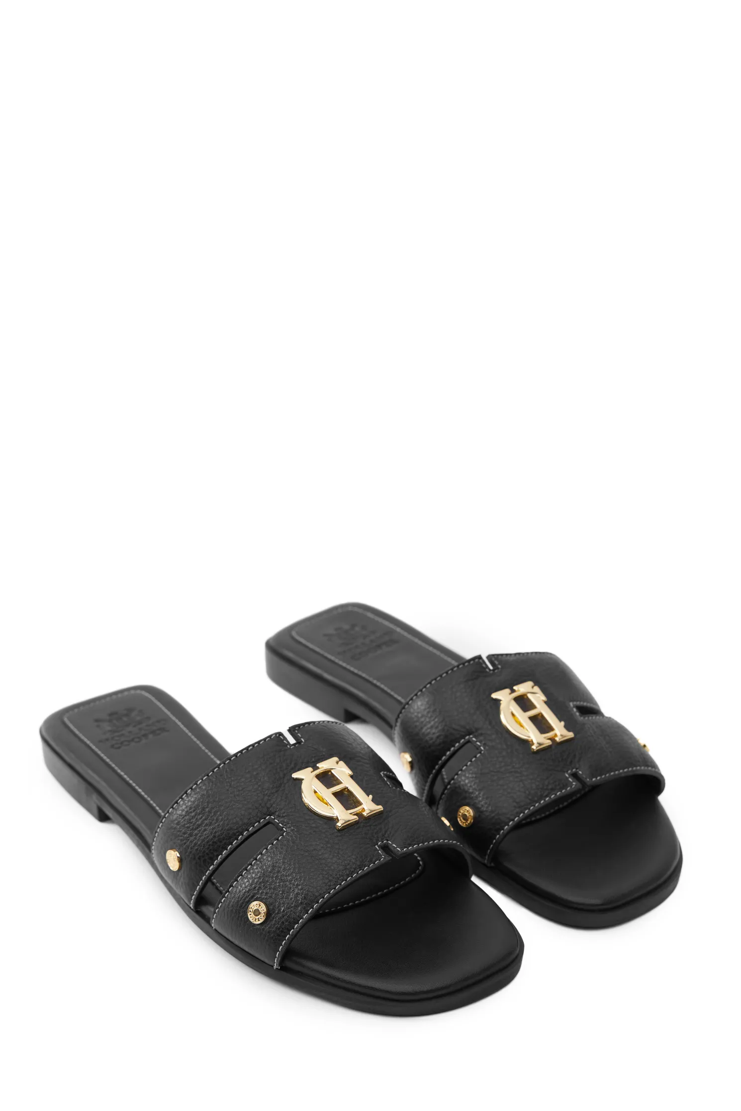 Monogram Slides (Black Leather)