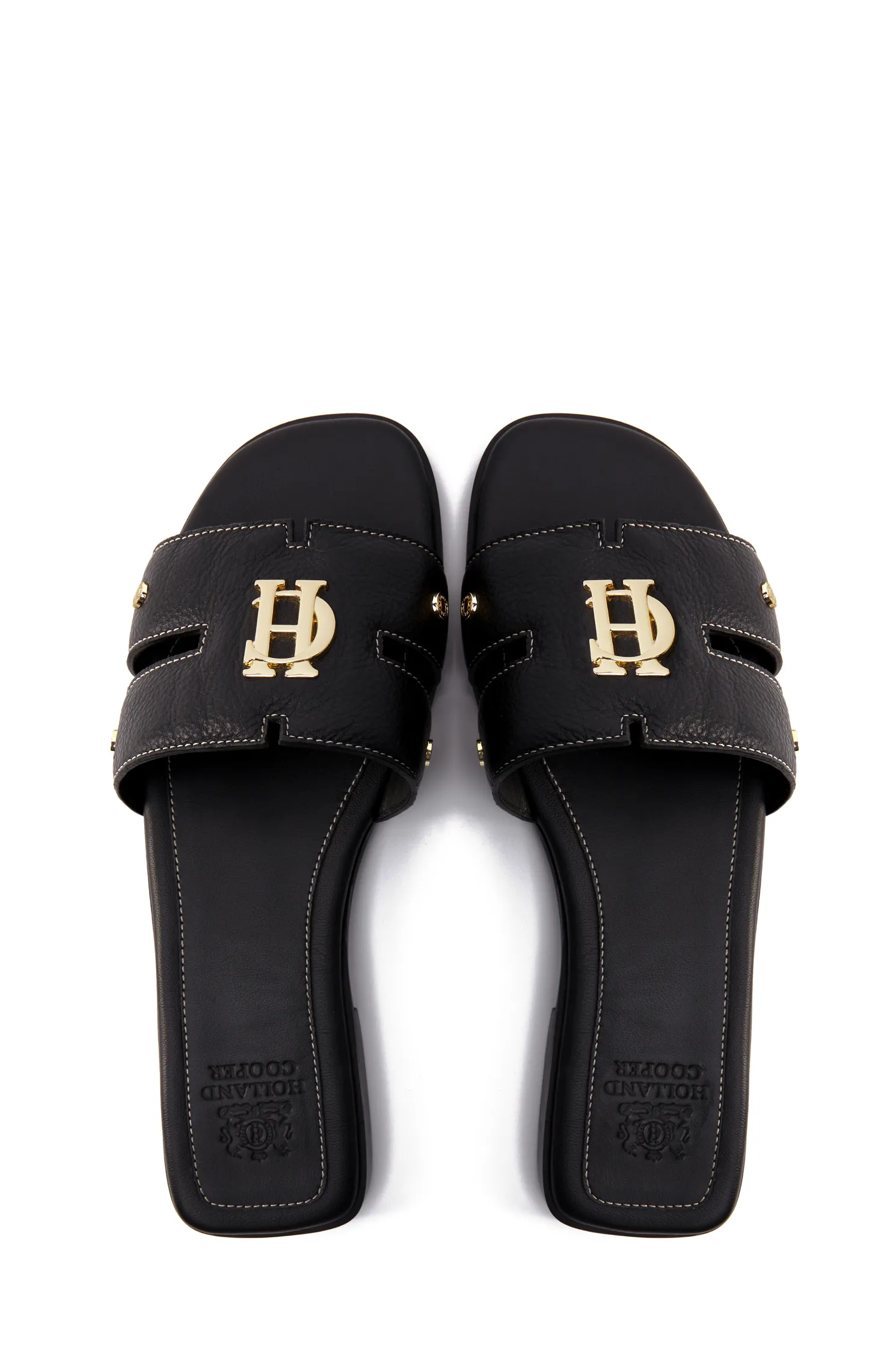 Monogram Slides (Black Leather)