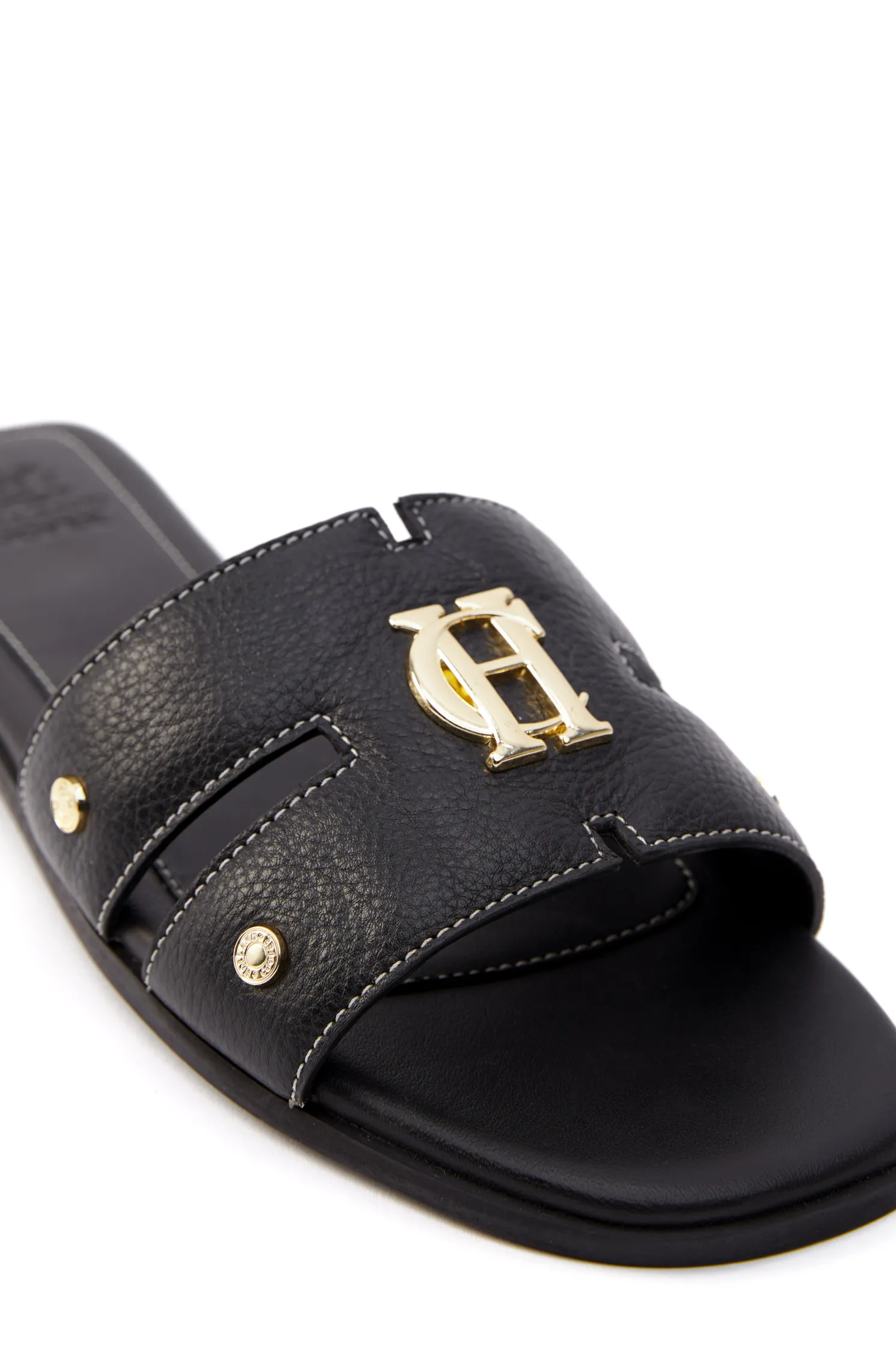 Monogram Slides (Black Leather)