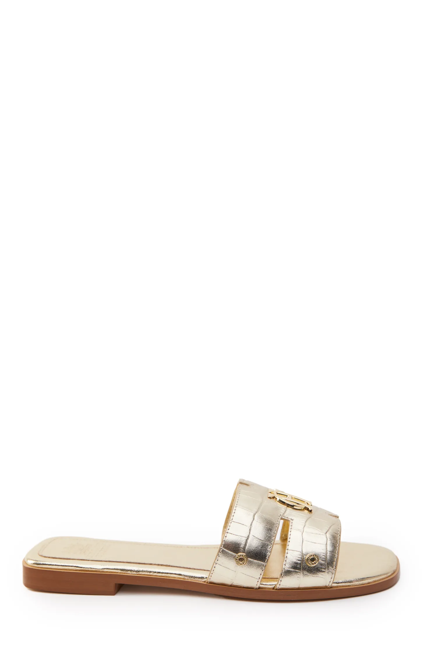 Monogram Slides (Gold Croc)