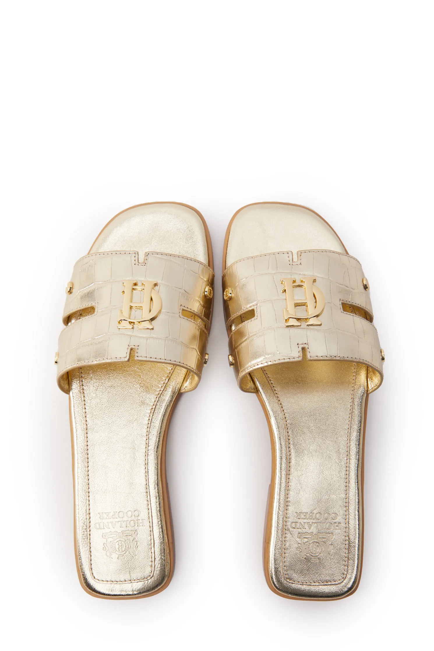 Monogram Slides (Gold Croc)