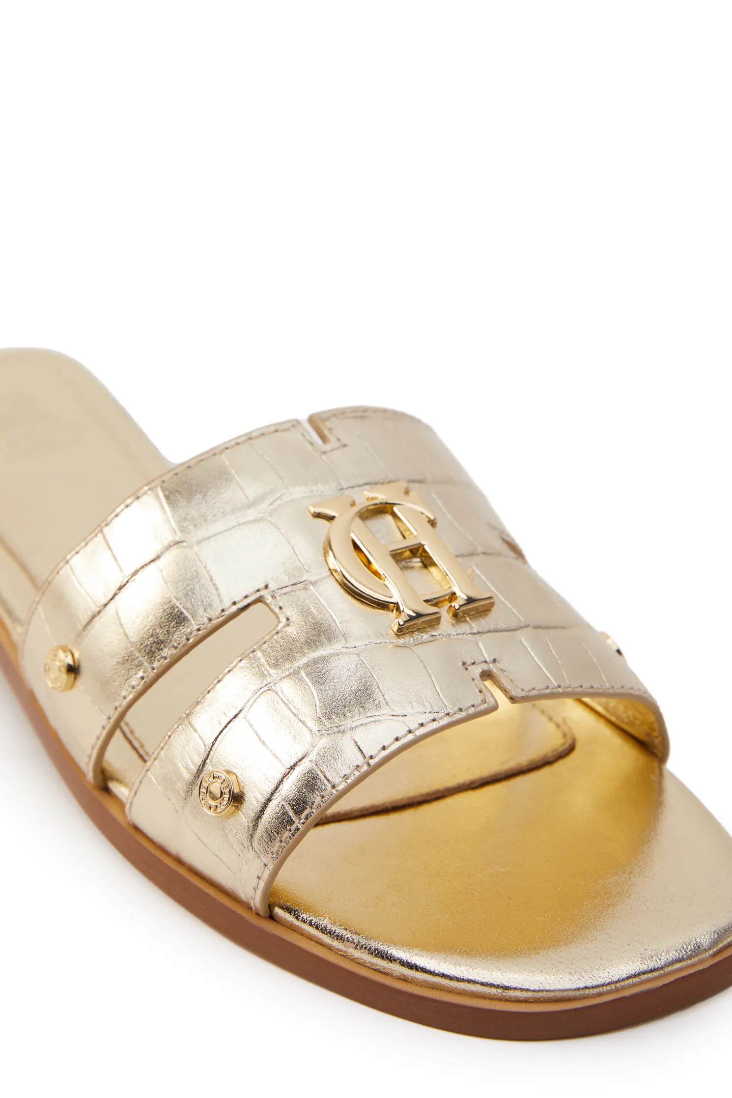 Monogram Slides (Gold Croc)