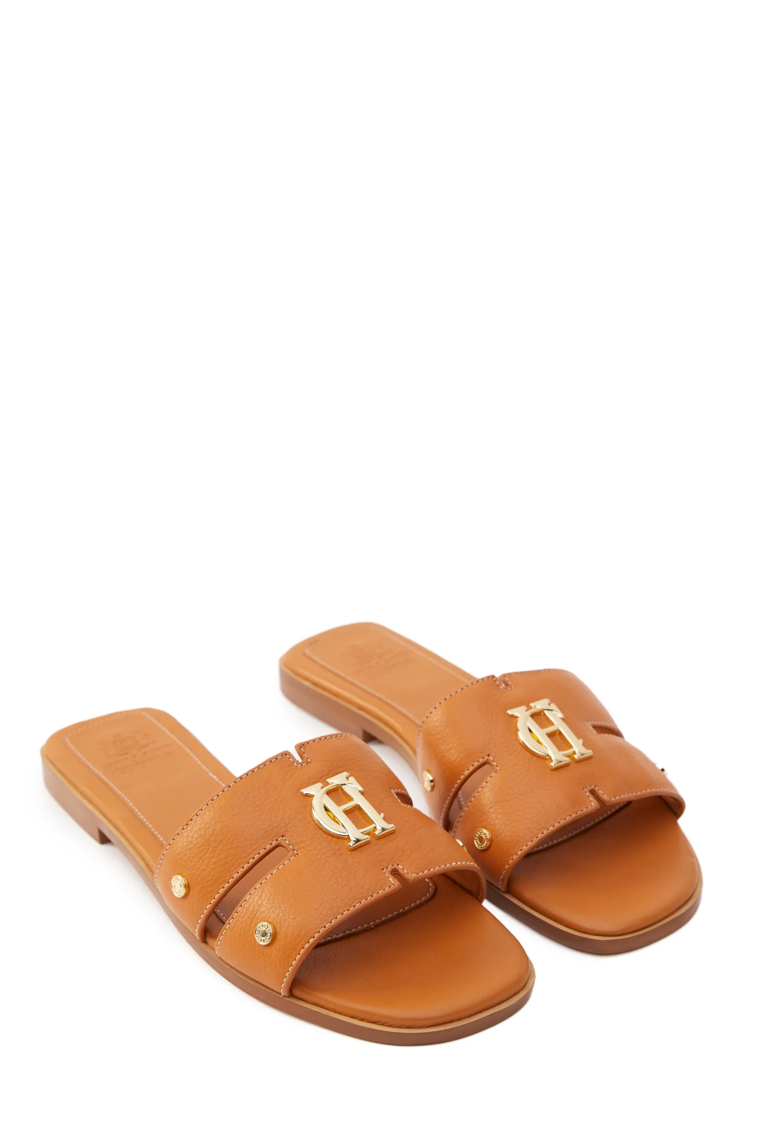 Monogram Slides (Tan Leather)