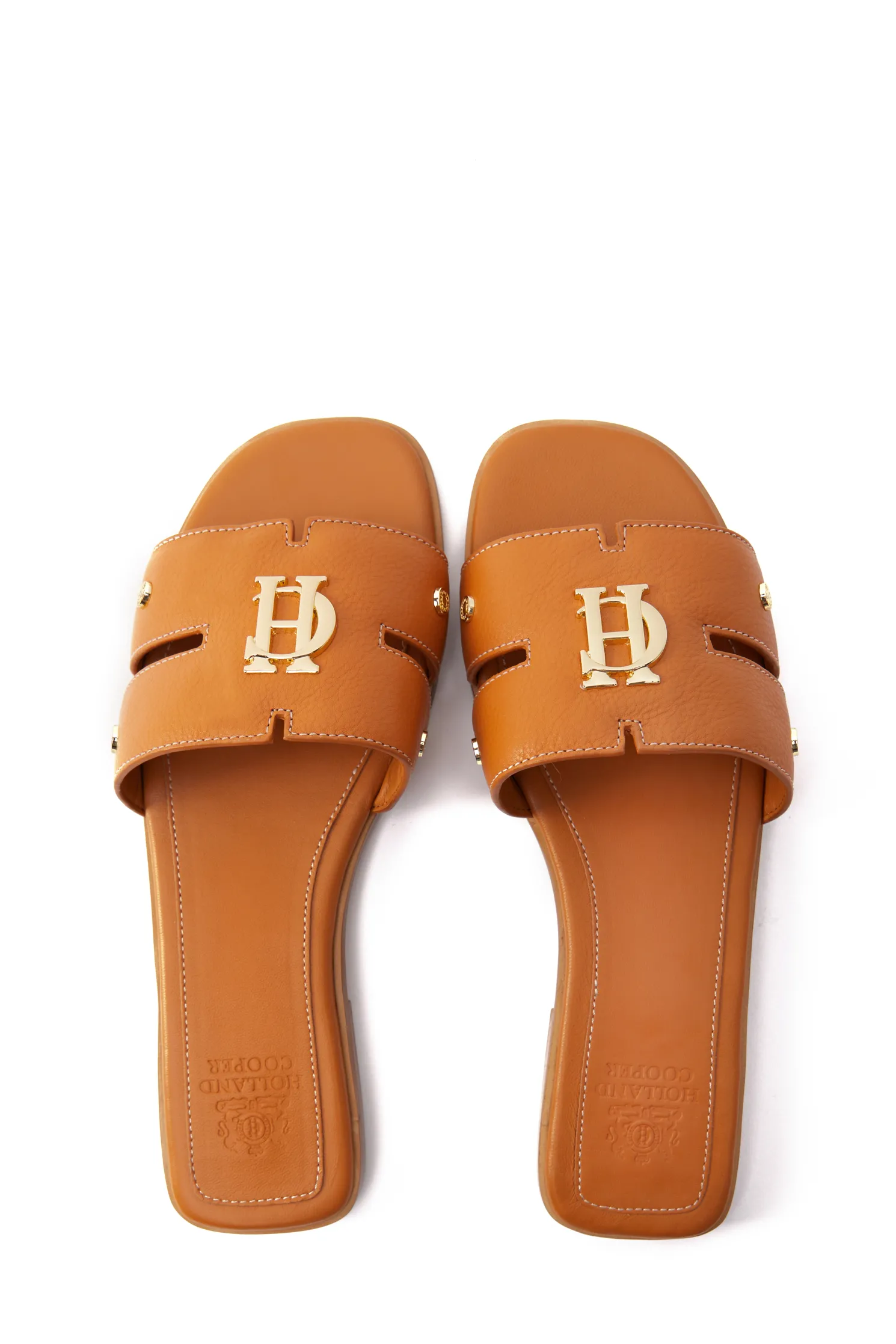 Monogram Slides (Tan Leather)