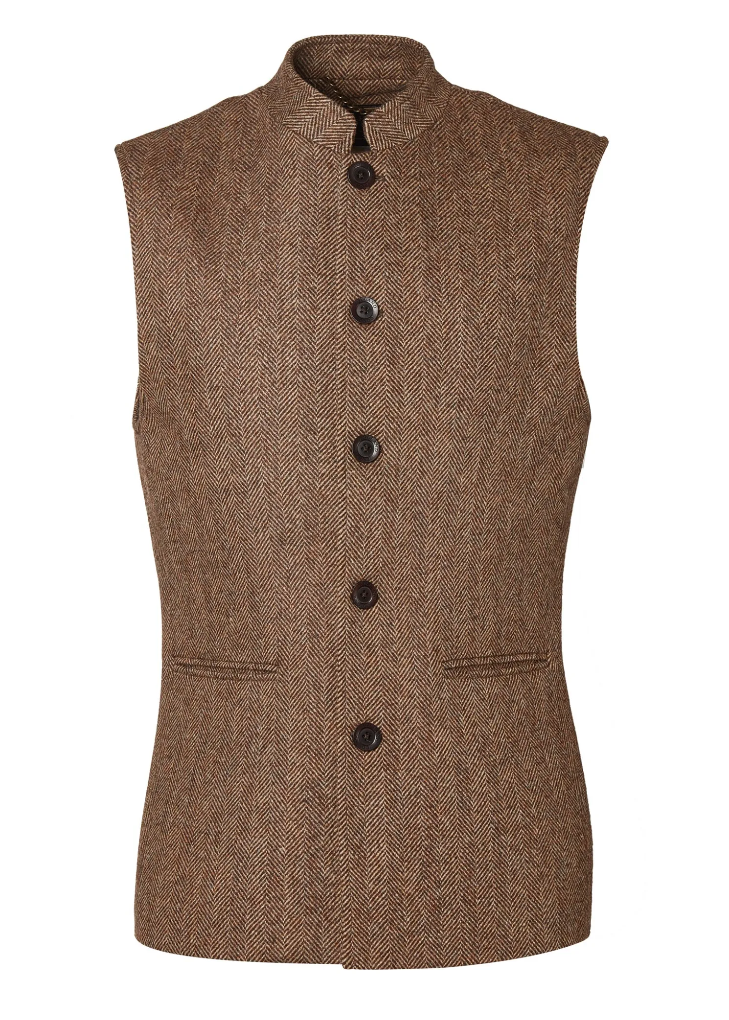 Nehru Gilet (Large Scale Brown Herringbone)