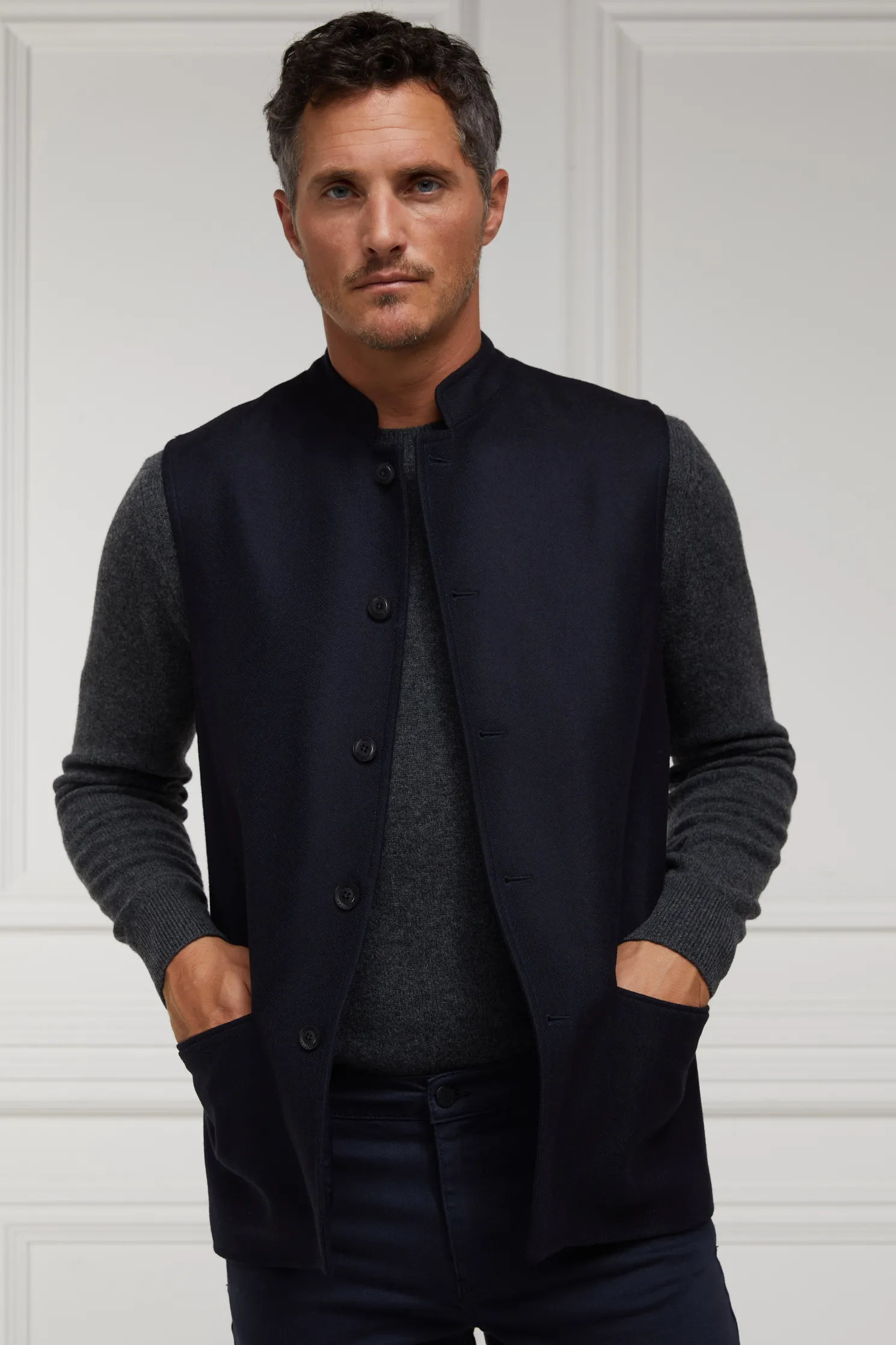 Nehru Gilet (Navy Loxley)