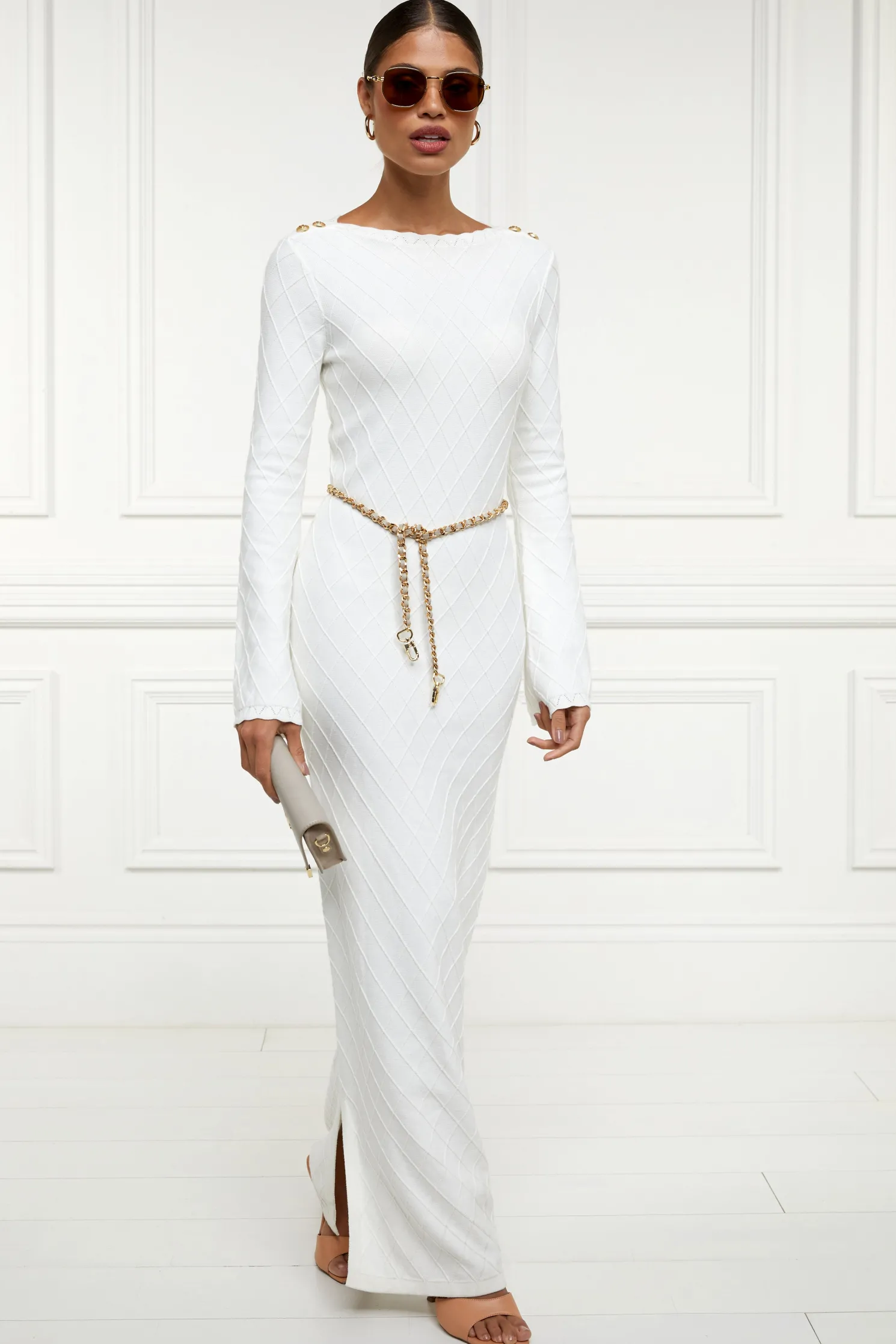 Olive Maxi Dress (White)