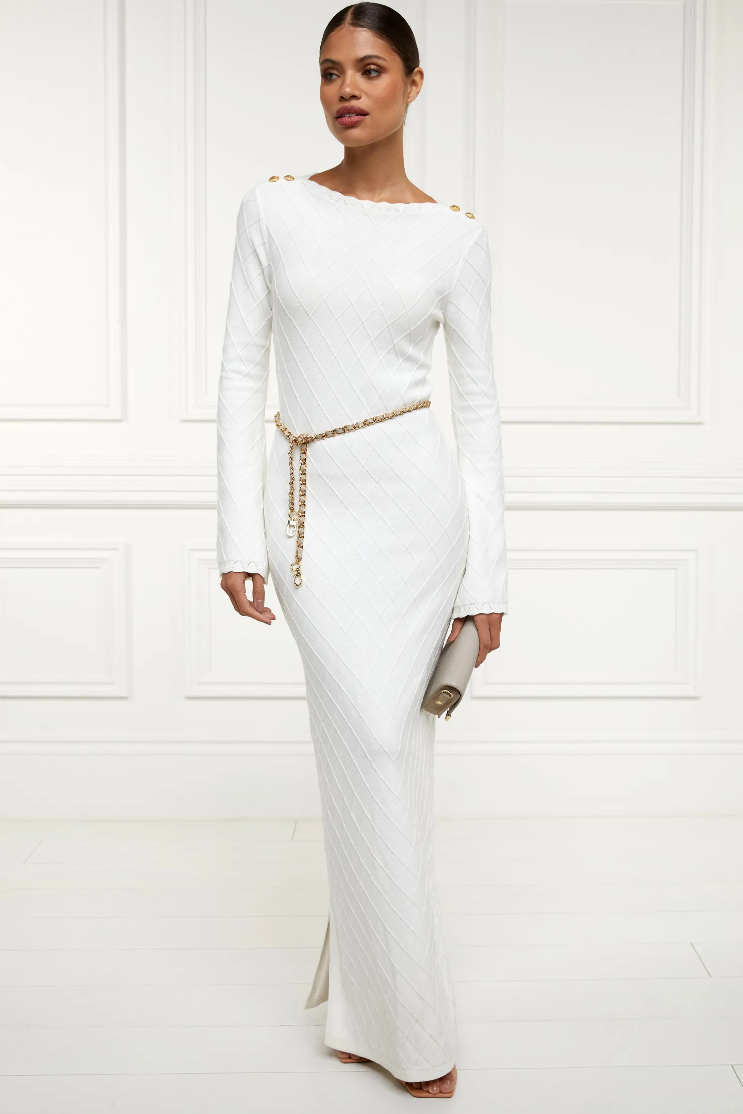 Olive Maxi Dress (White)