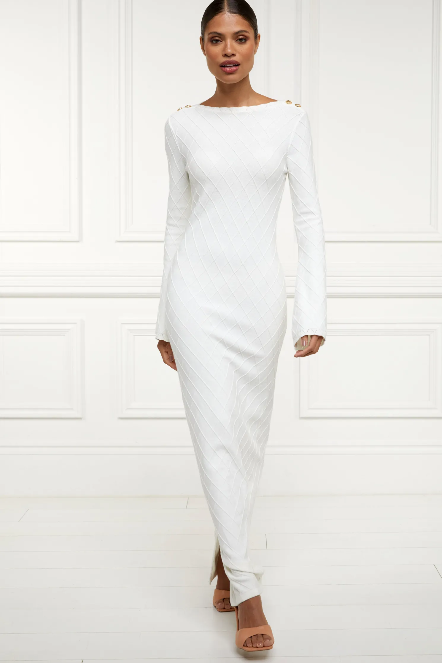 Olive Maxi Dress (White)