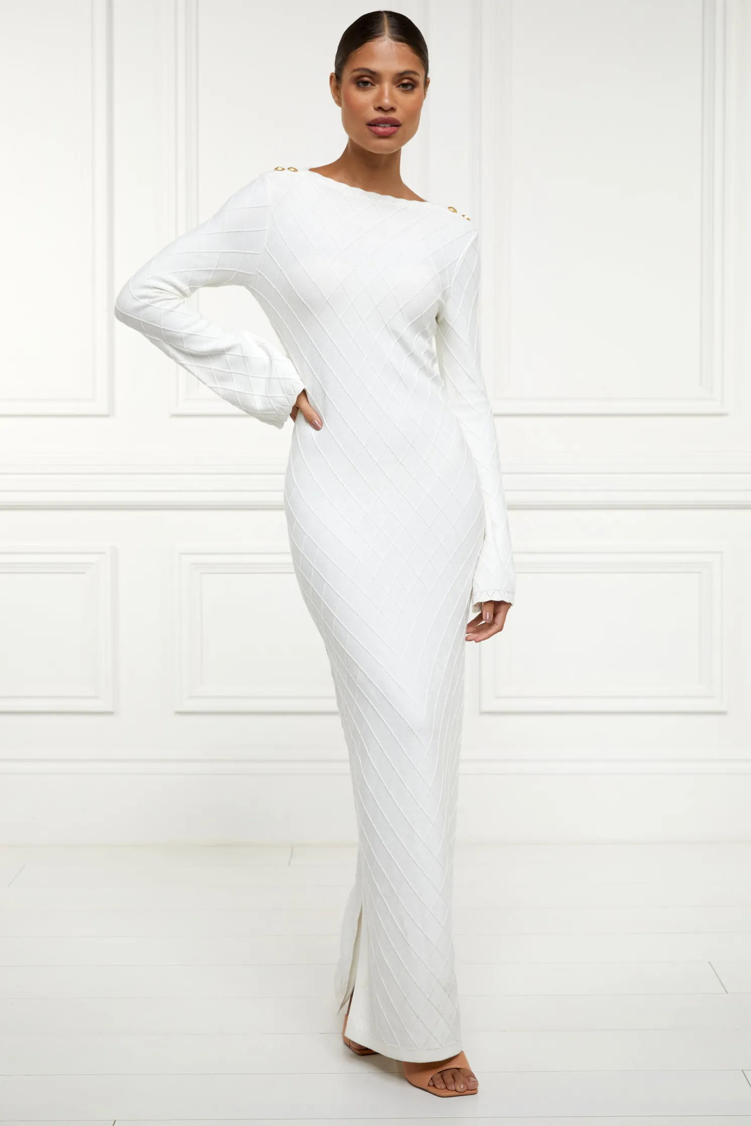 Olive Maxi Dress (White)