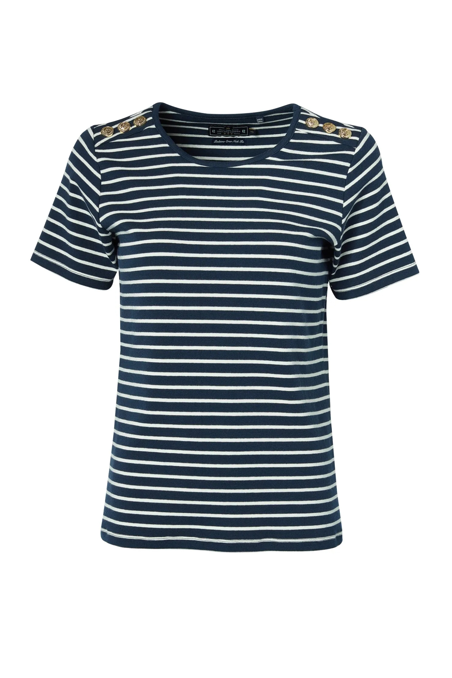 Padstow Crew Neck Tee (Ink Navy Natural Stripe)