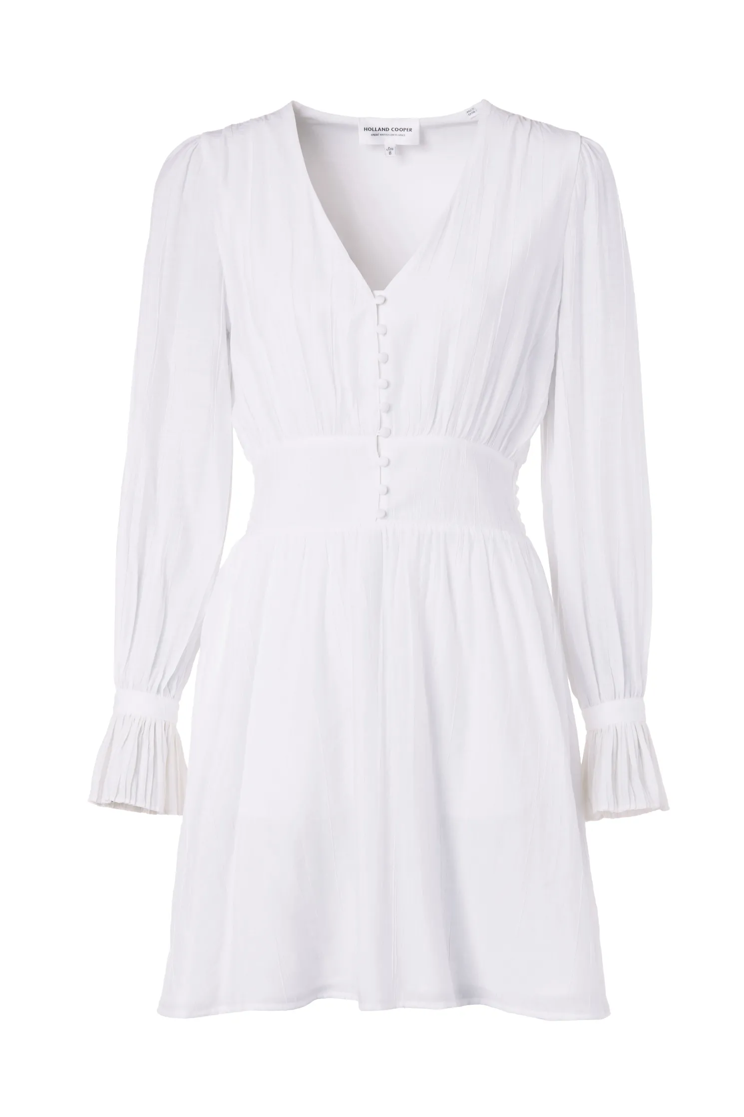 Phoebe V-Neck Mini Dress (White)