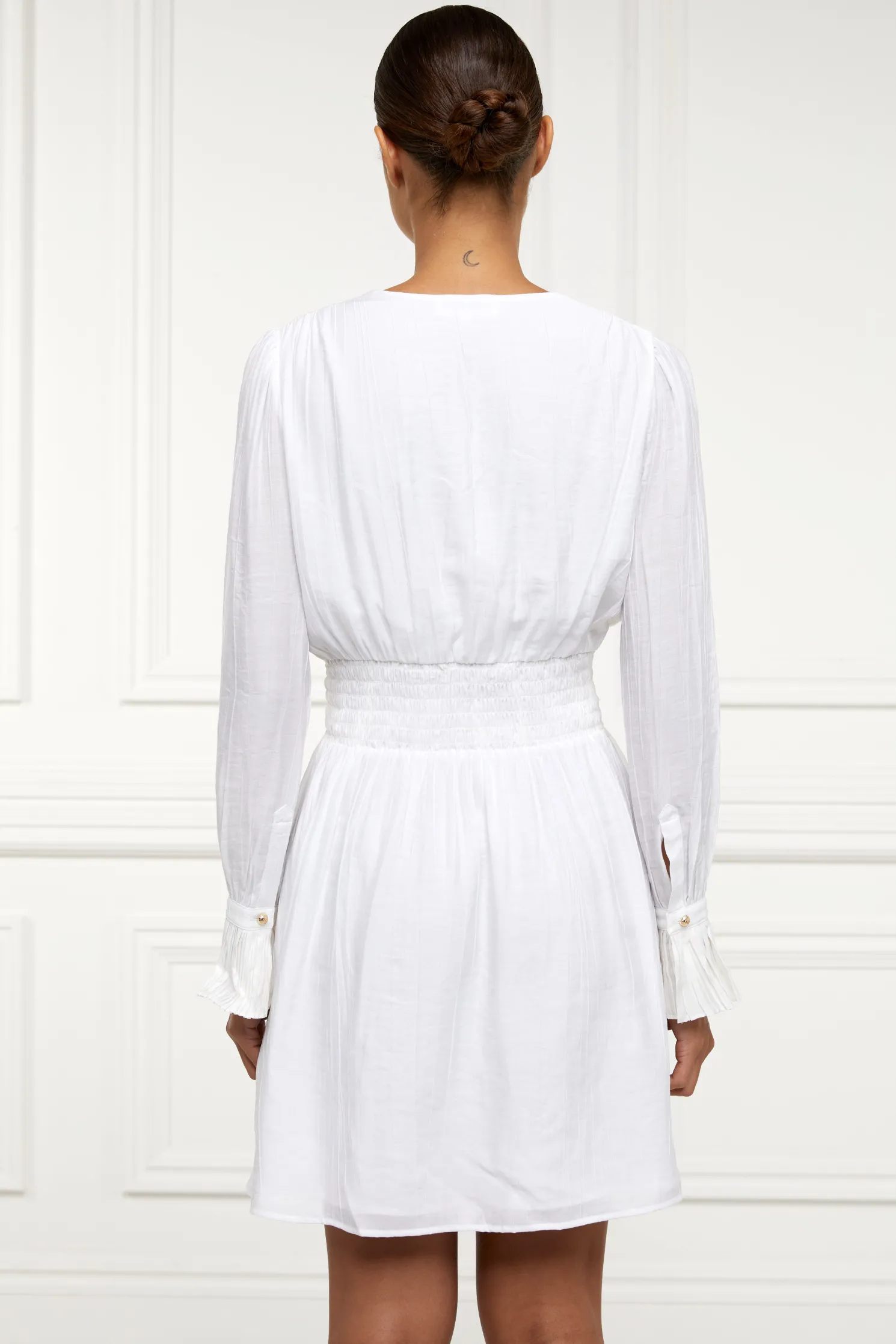 Phoebe V-Neck Mini Dress (White)