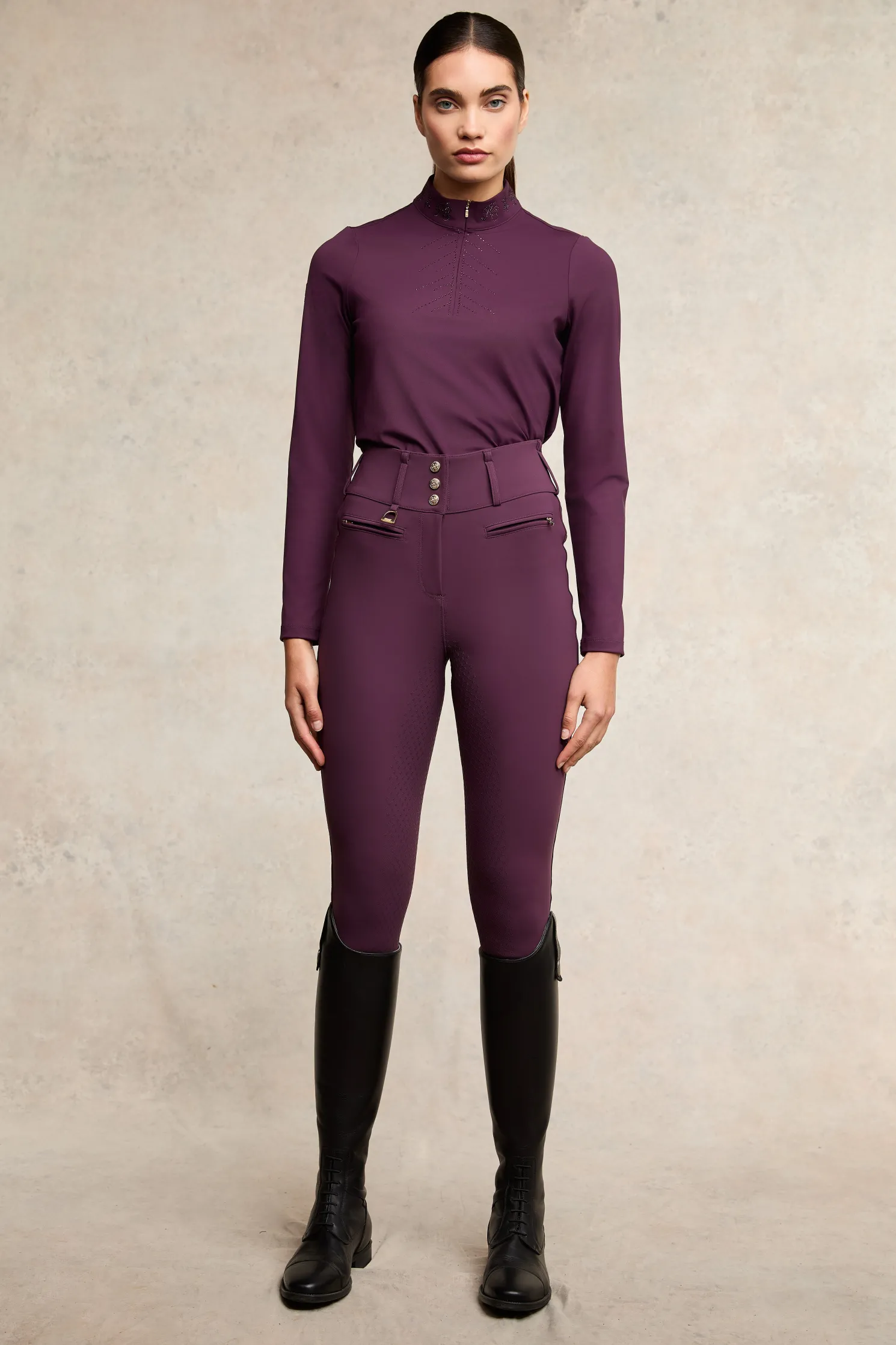 Premium High Rise Breeches (Aubergine)