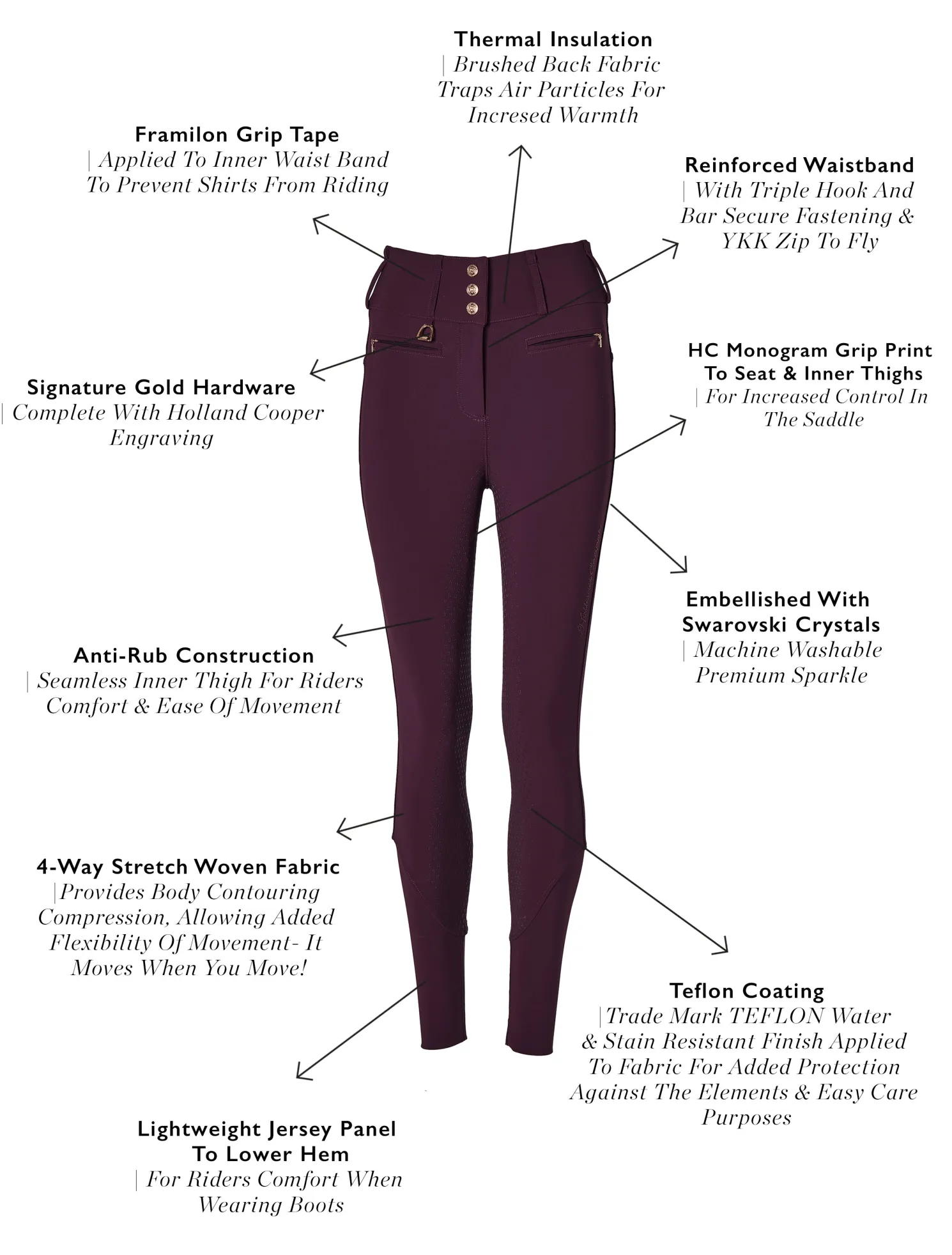 Premium High Rise Breeches (Aubergine)
