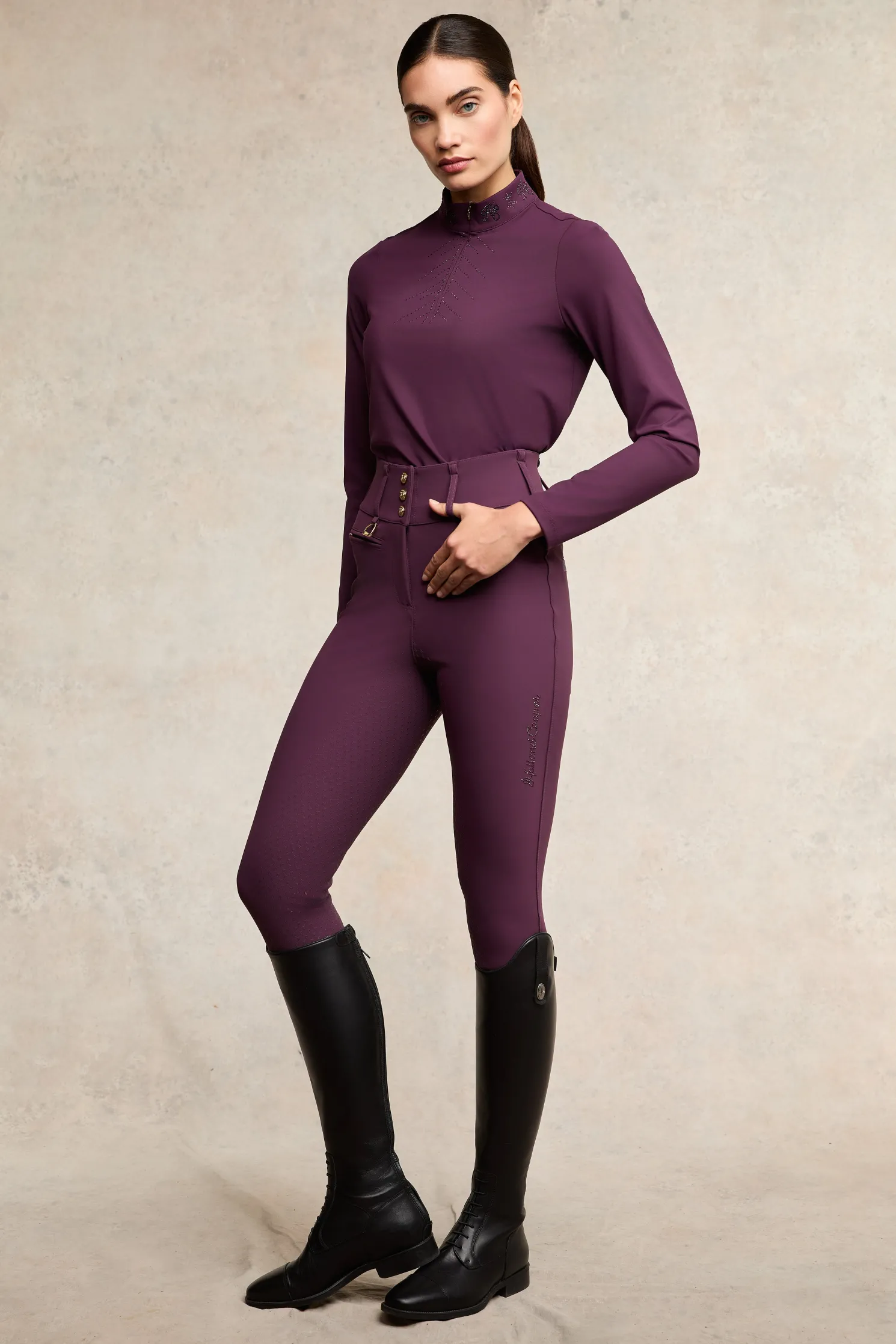 Premium High Rise Breeches (Aubergine)