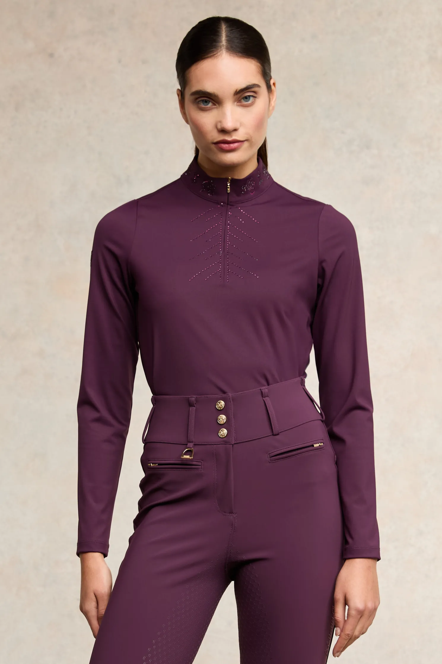 Premium High Rise Breeches (Aubergine)