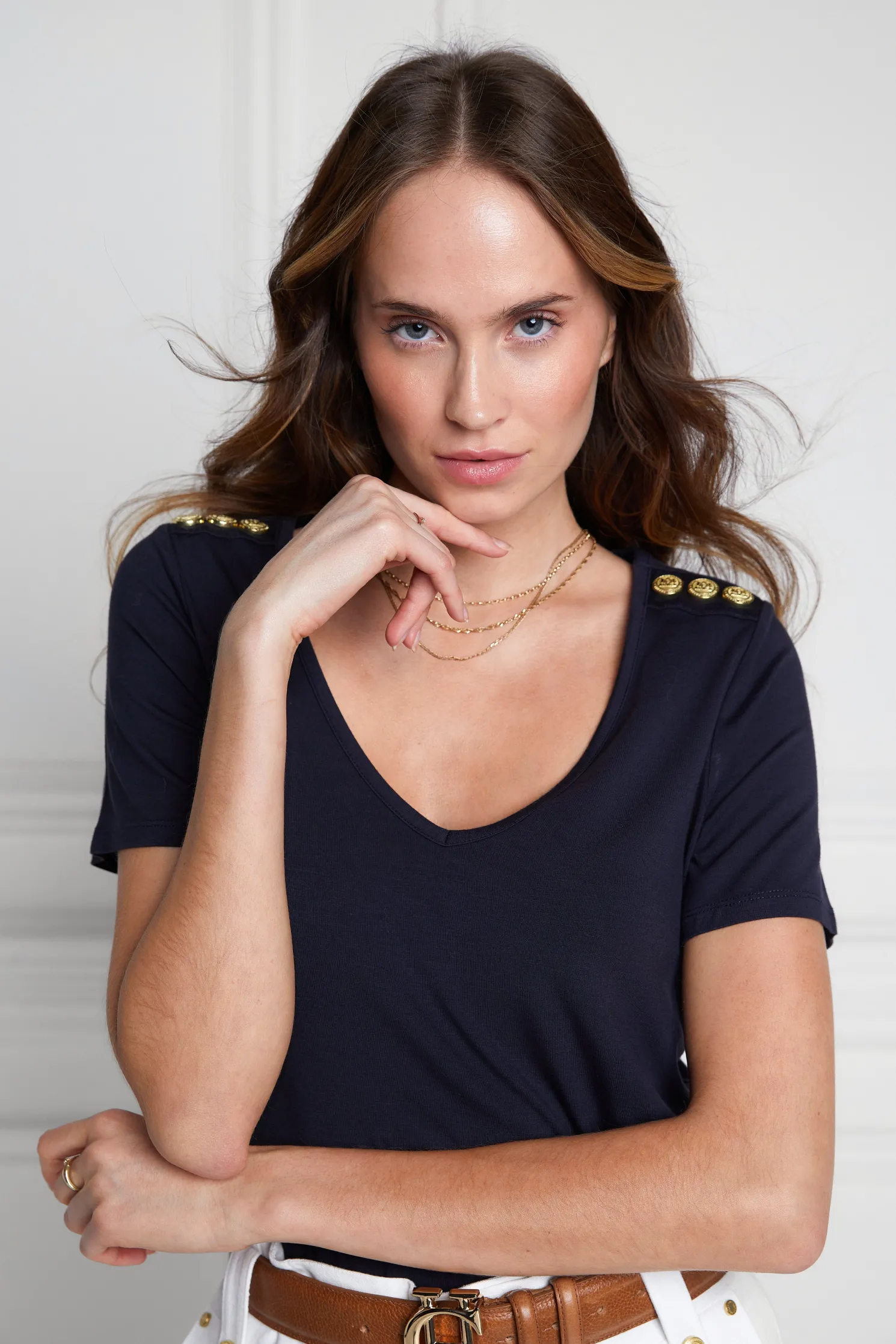 Relax Fit V-Neck Tee (Navy)