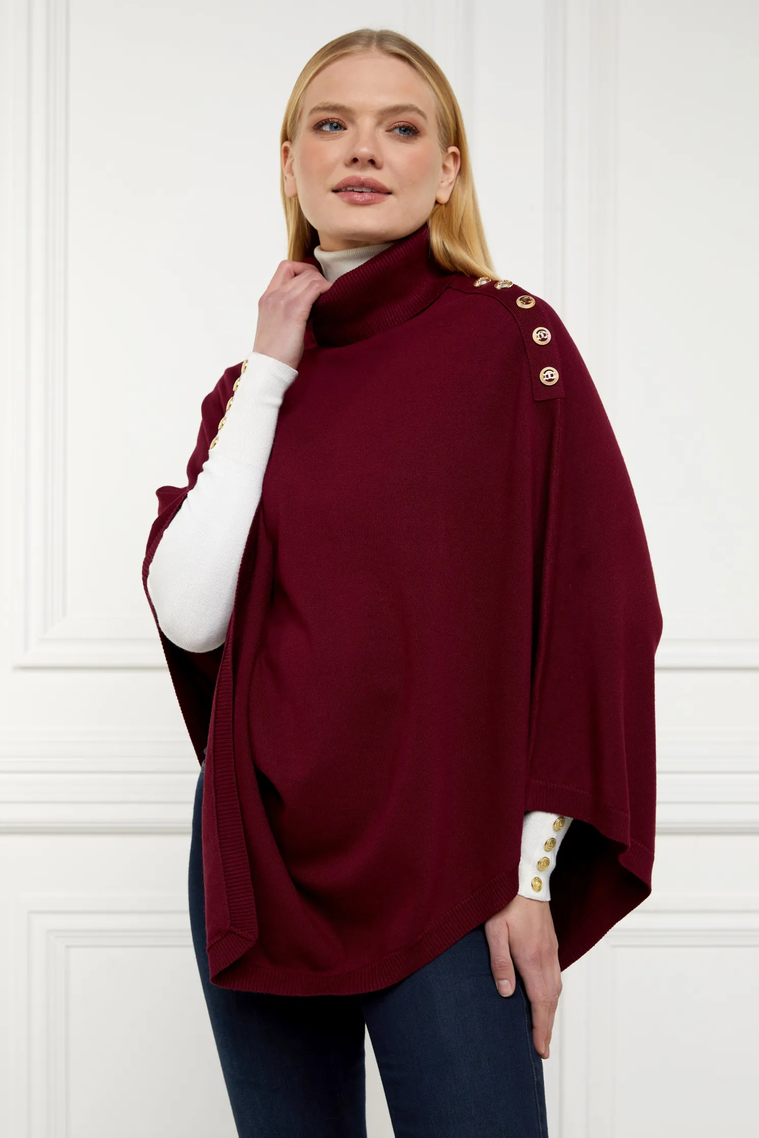 Roll Neck Cape (Wine)