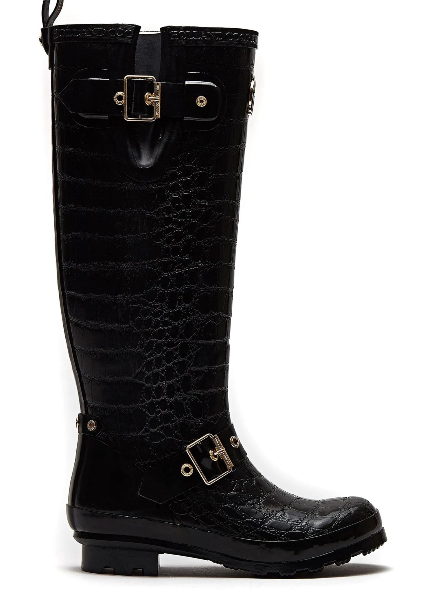 Sherpa Lined Regency Wellington (Black Croc)