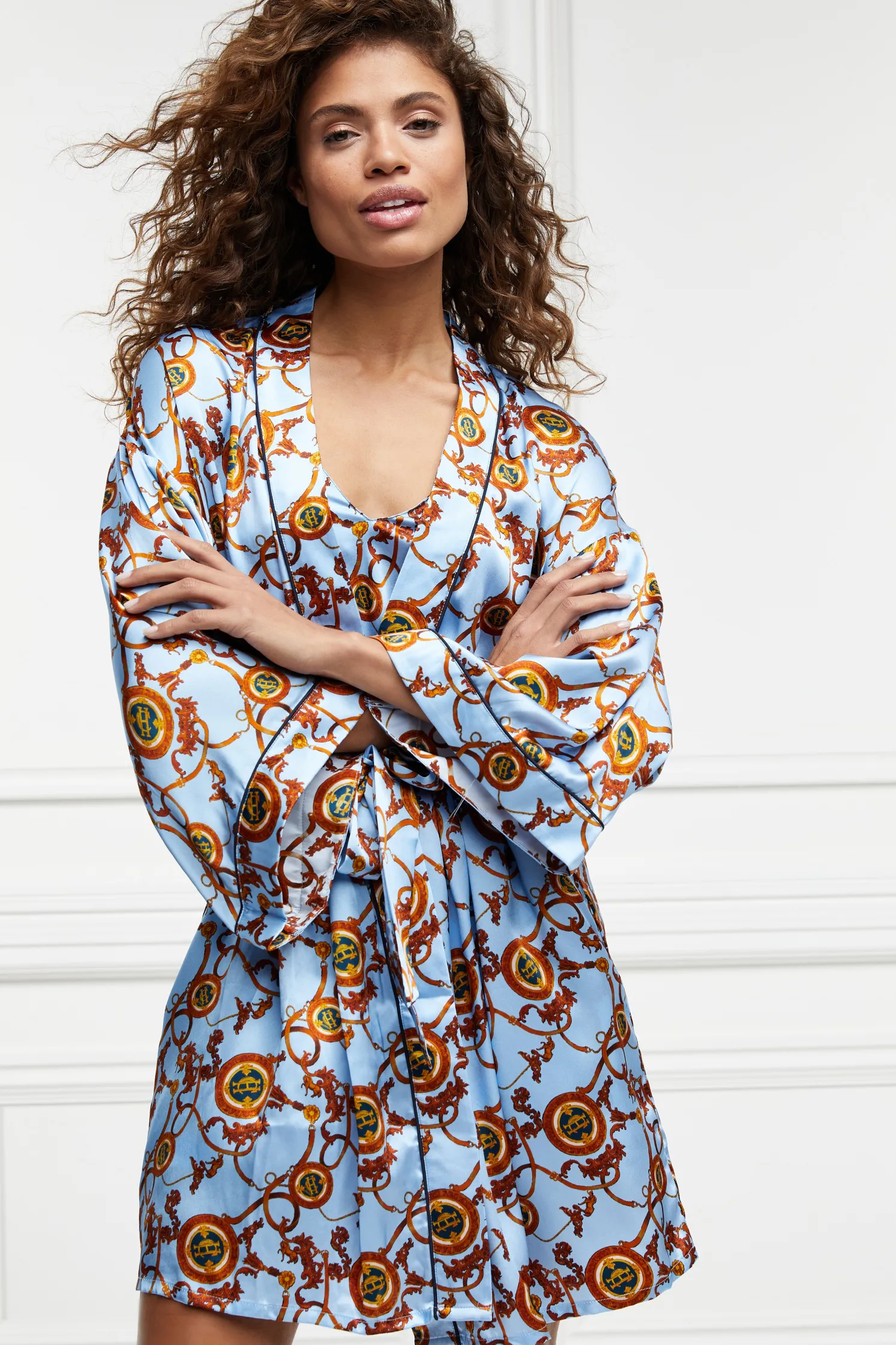 Silk Dressing Gown (Sky Blue)