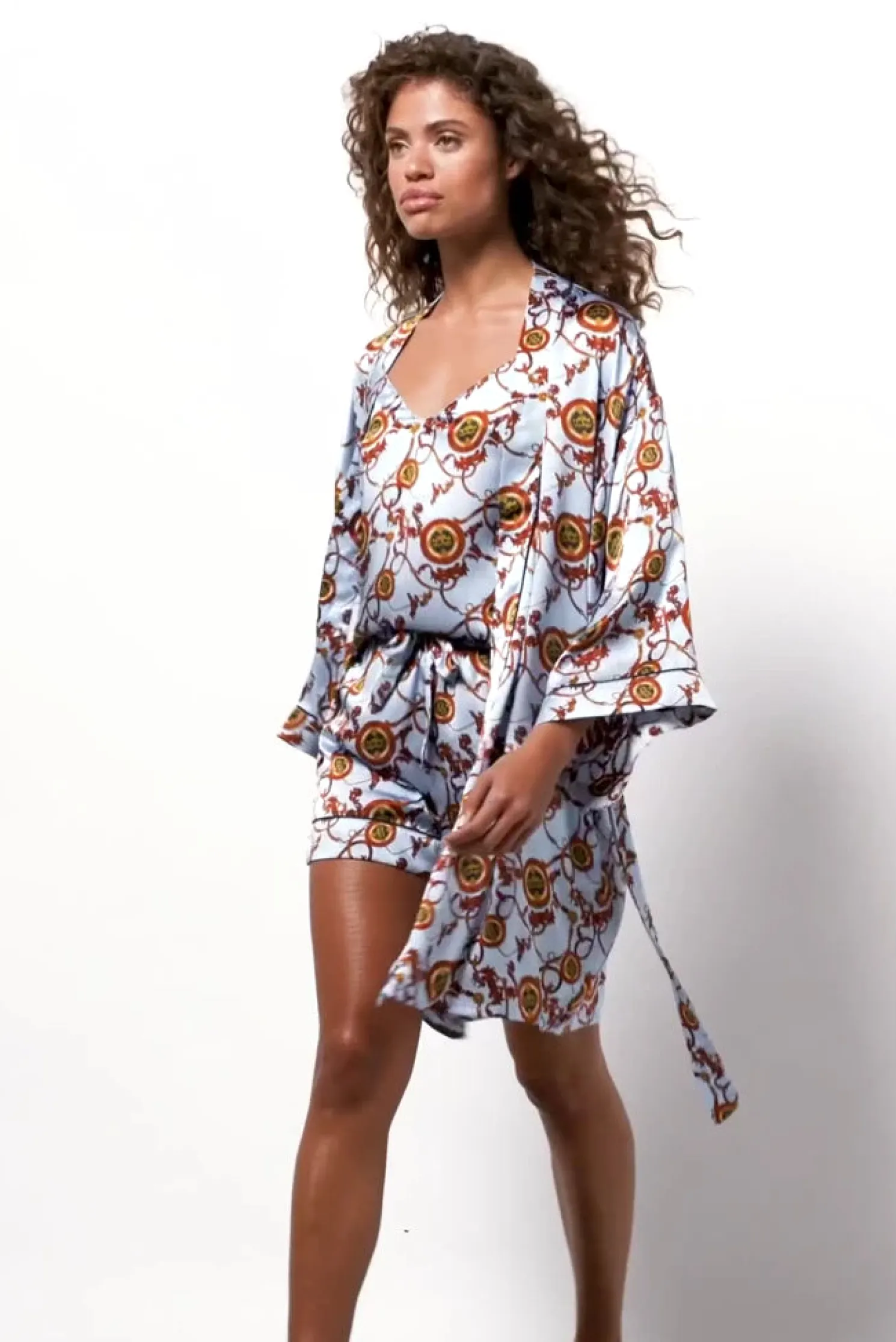 Silk Dressing Gown (Sky Blue)