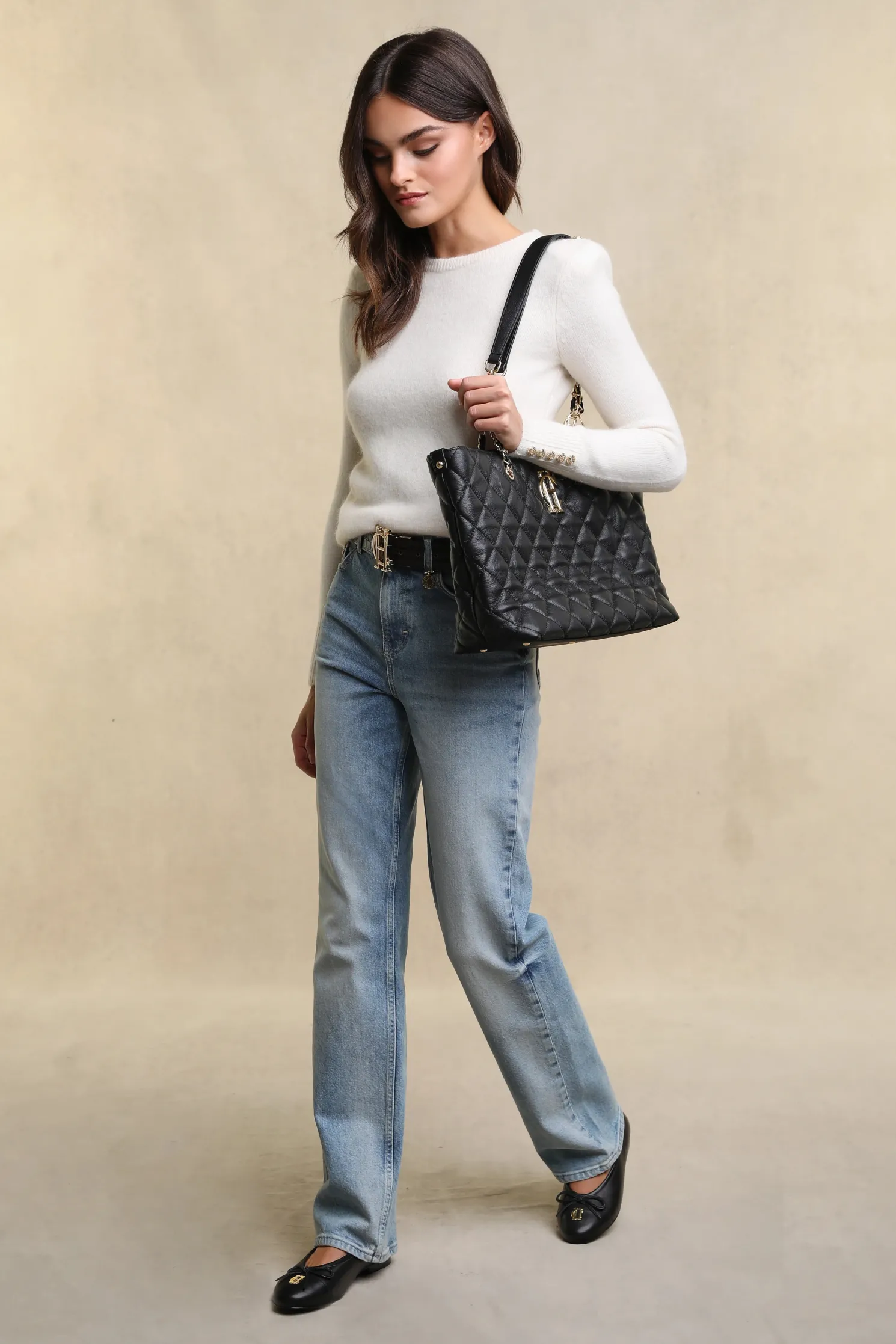 Soho Quilted Tote (Black)