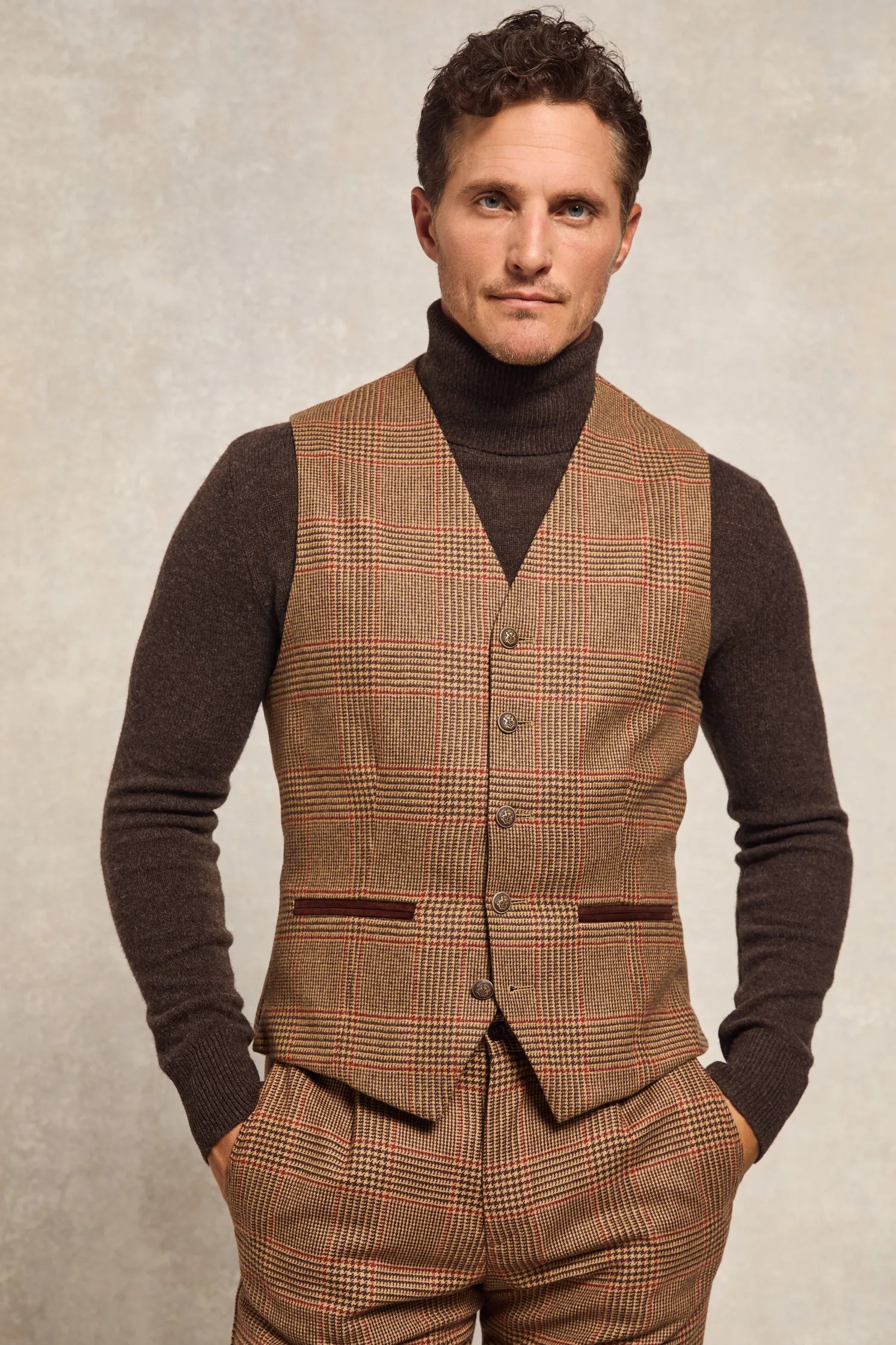 St James Waistcoat (Clarence Check Merlot)