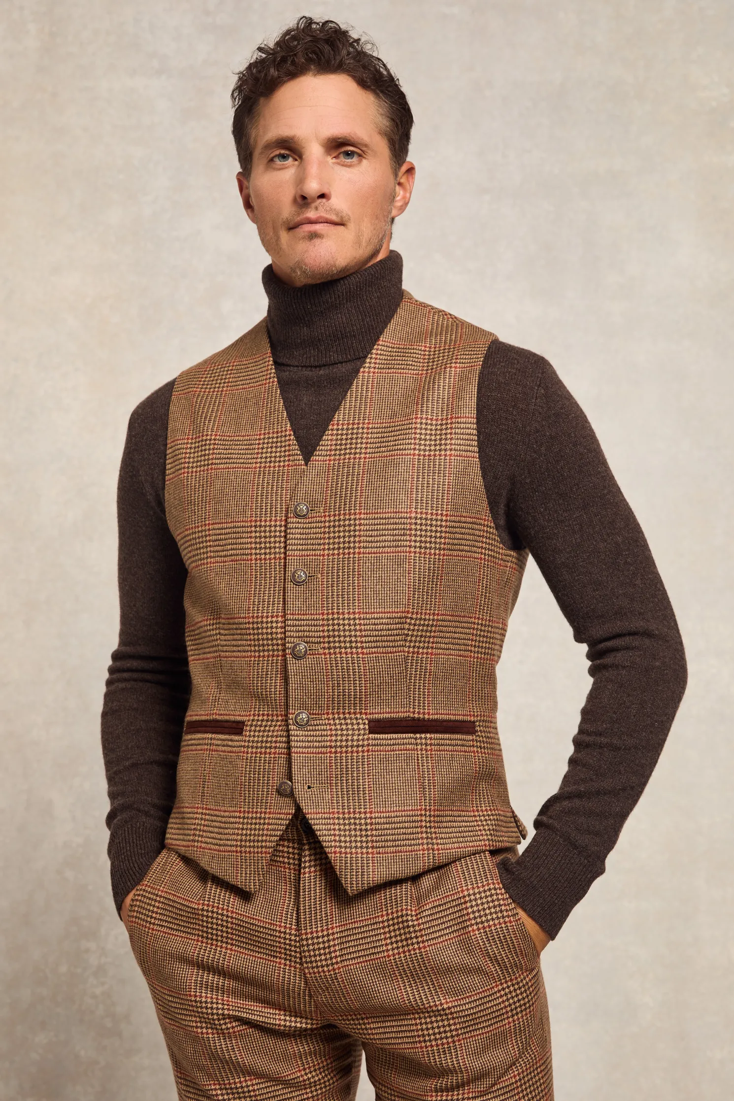 St James Waistcoat (Clarence Check Merlot)