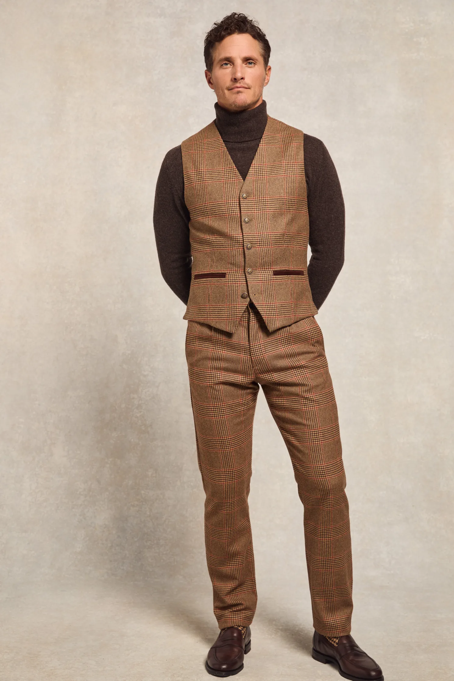 St James Waistcoat (Clarence Check Merlot)