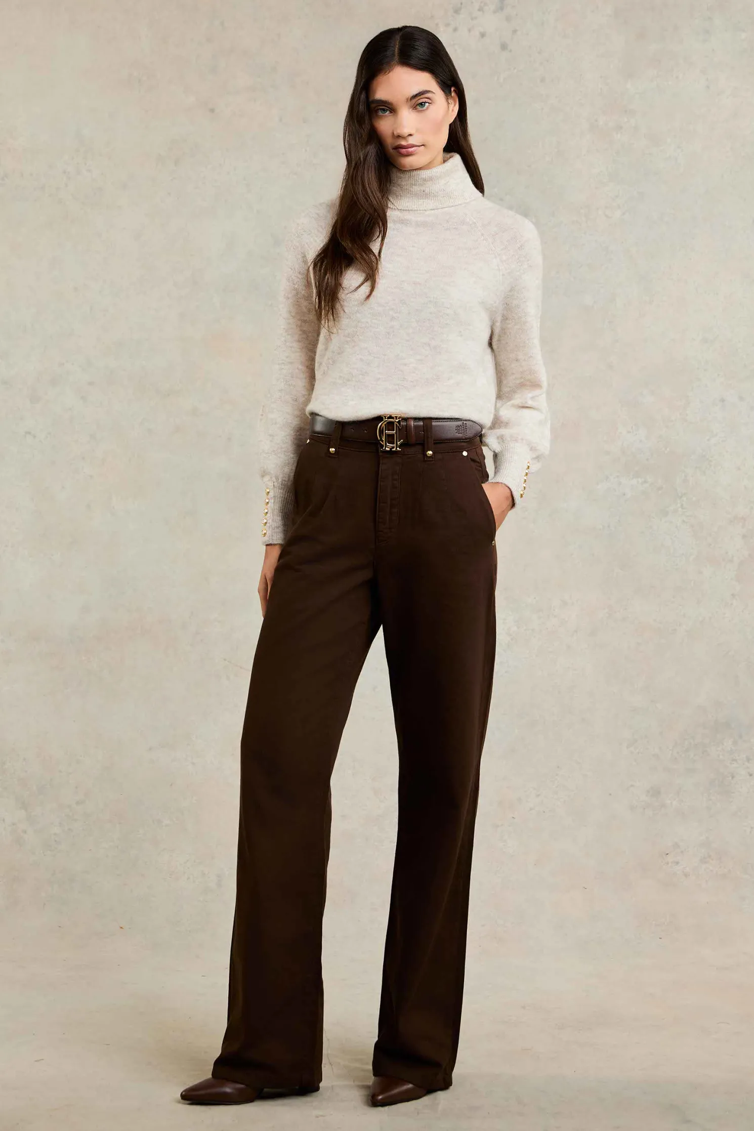 Tailored Wide Leg Jean (Chocolate)