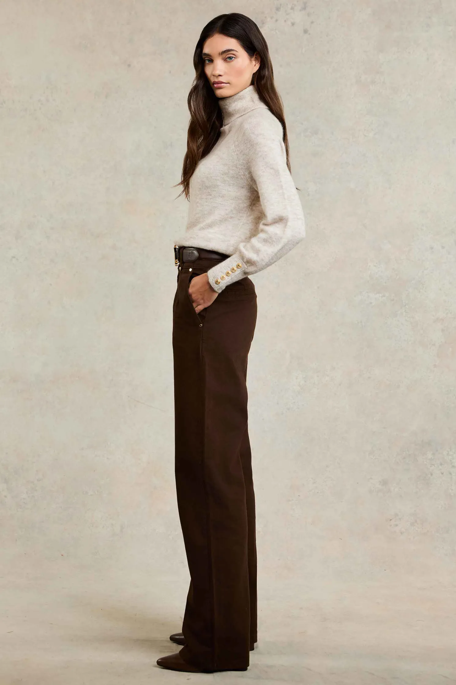 Tailored Wide Leg Jean (Chocolate)