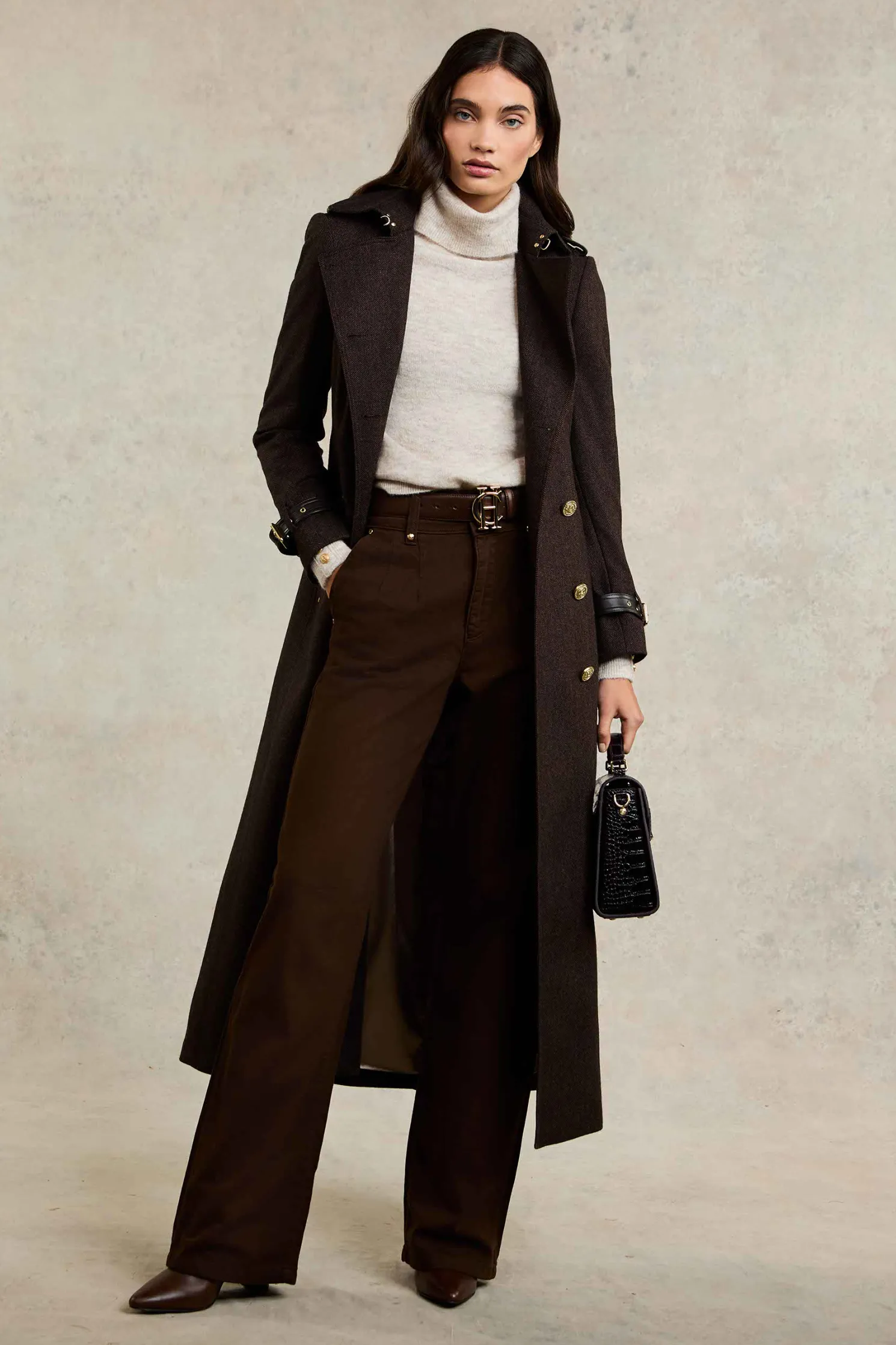 Tailored Wide Leg Jean (Chocolate)