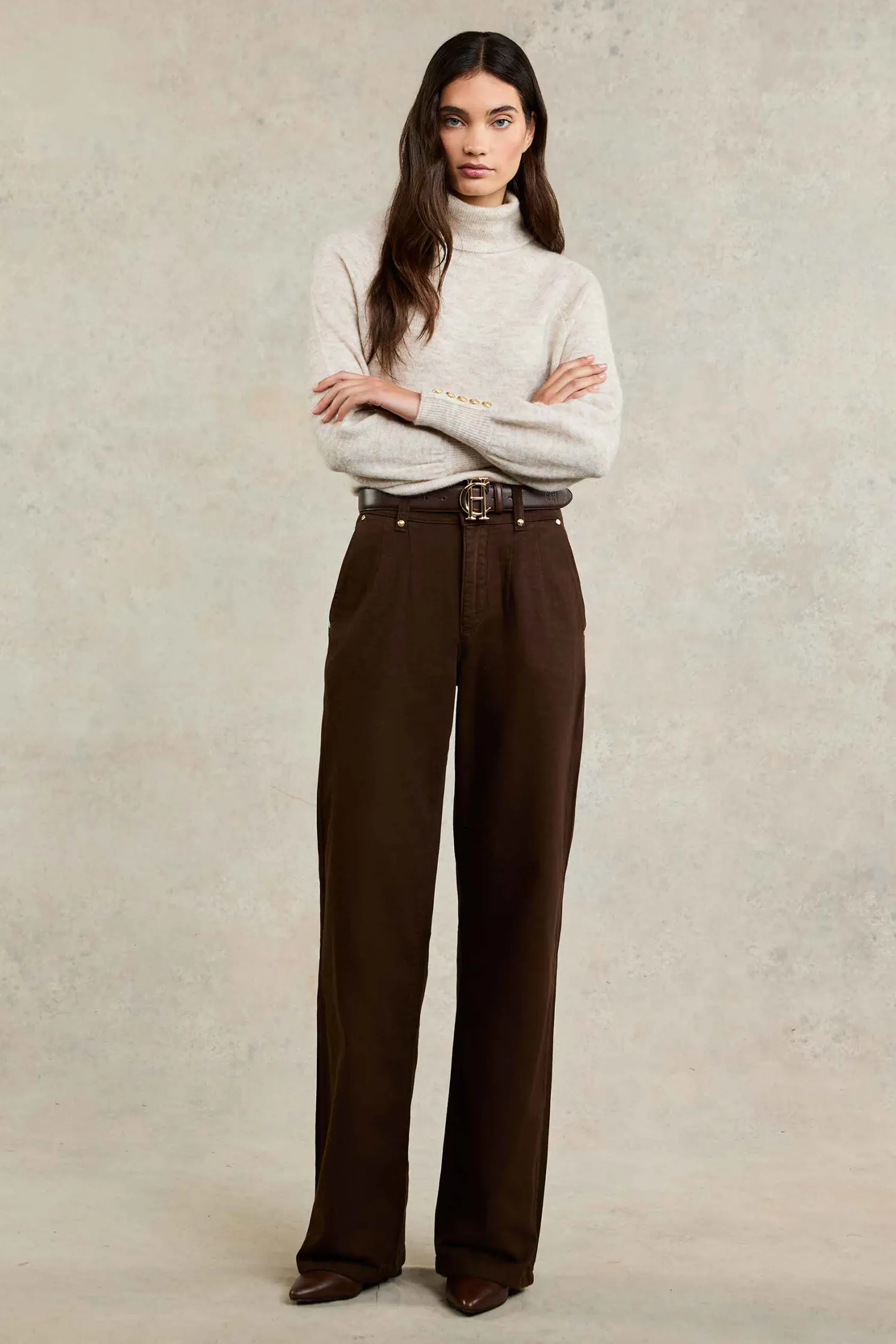 Tailored Wide Leg Jean (Chocolate)