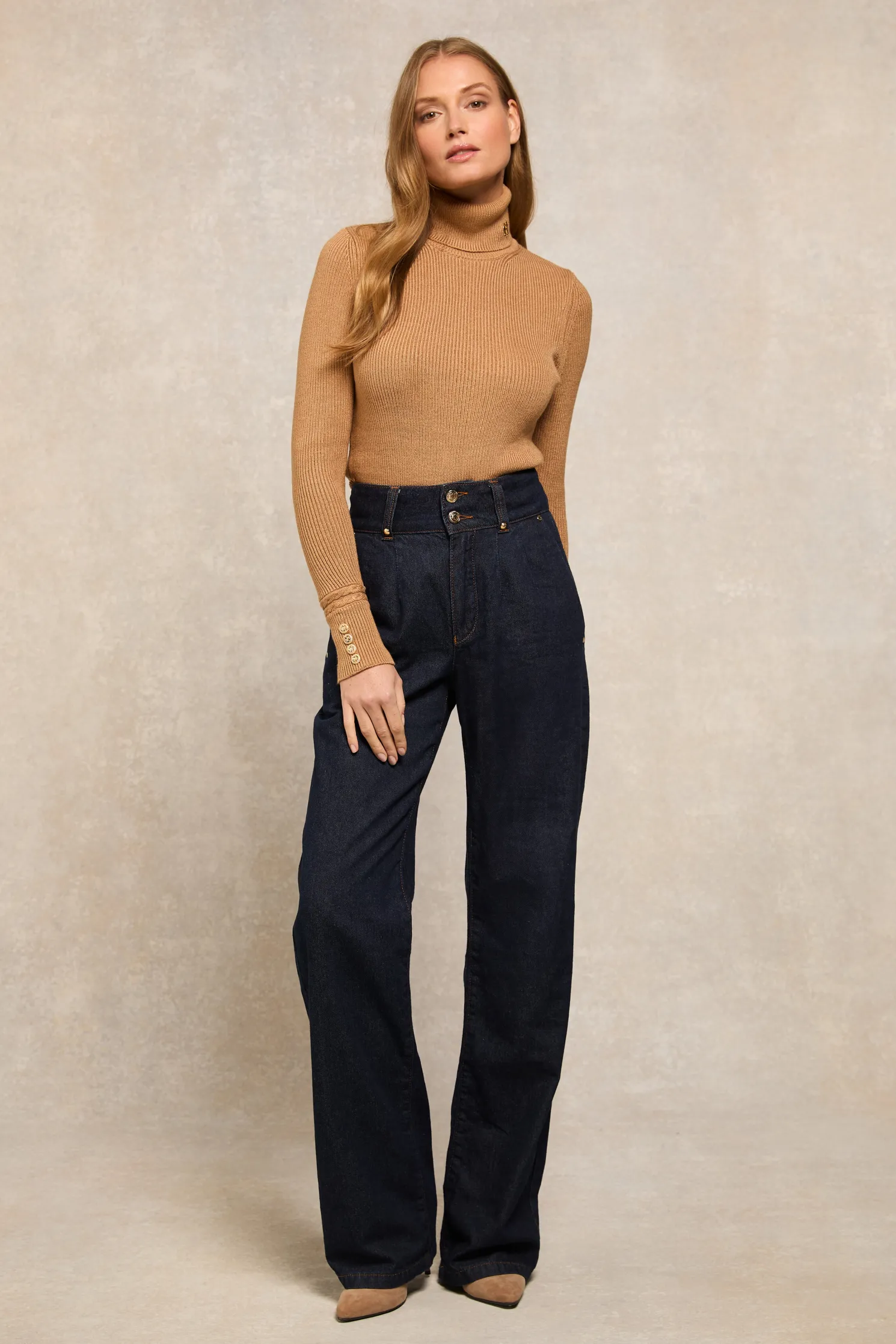 Tailored Wide Leg Jean (Deep Indigo)