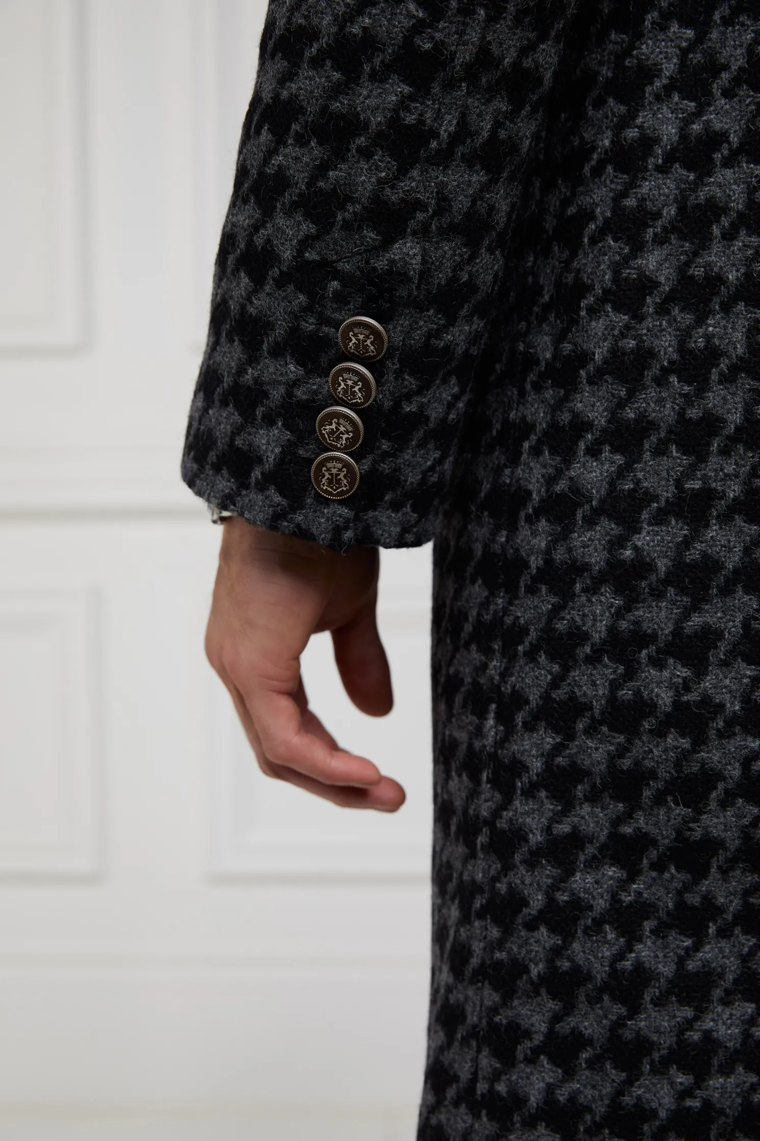 The Cheltenham Coat (Large Scale Charcoal Houndstooth)