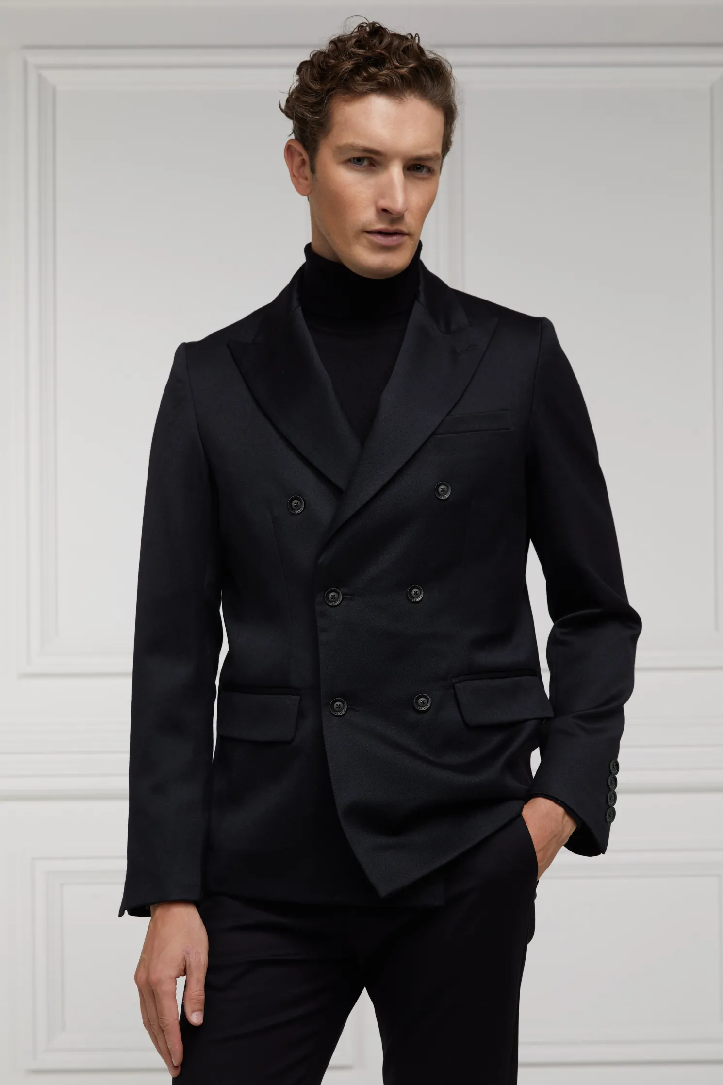 The Double Breasted Blazer (Black Barathea)