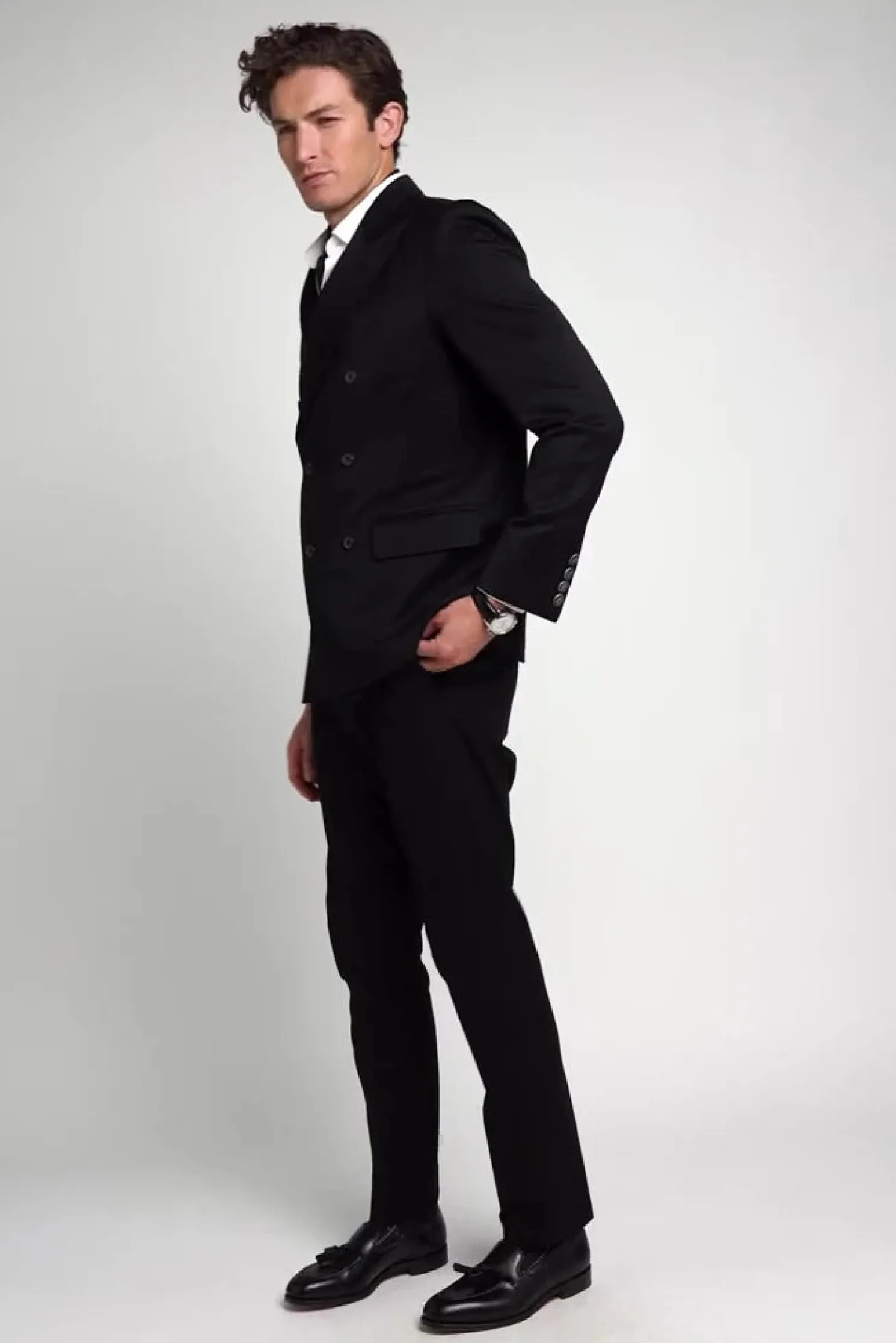 The Double Breasted Blazer (Black Barathea)